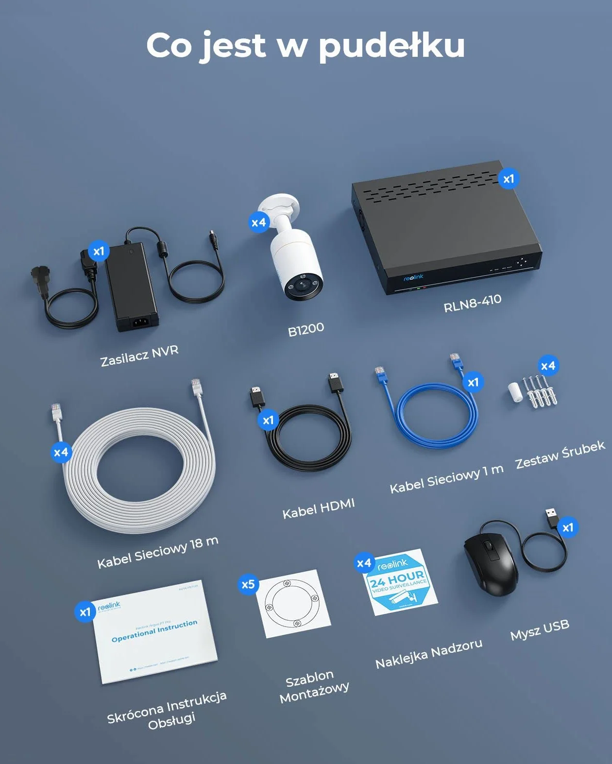 Reolink 12MP System kamer CCTV PoE, 4szt 12MP H.265 Kamery zewnętrzne kuloodporne, detekcja osób/pojazdów, 2-kierunkowa komunikacja, oświetlenie, 8CH NVR z 2TB HDD, nagrywanie 24/7, RLK8-1200B4-A