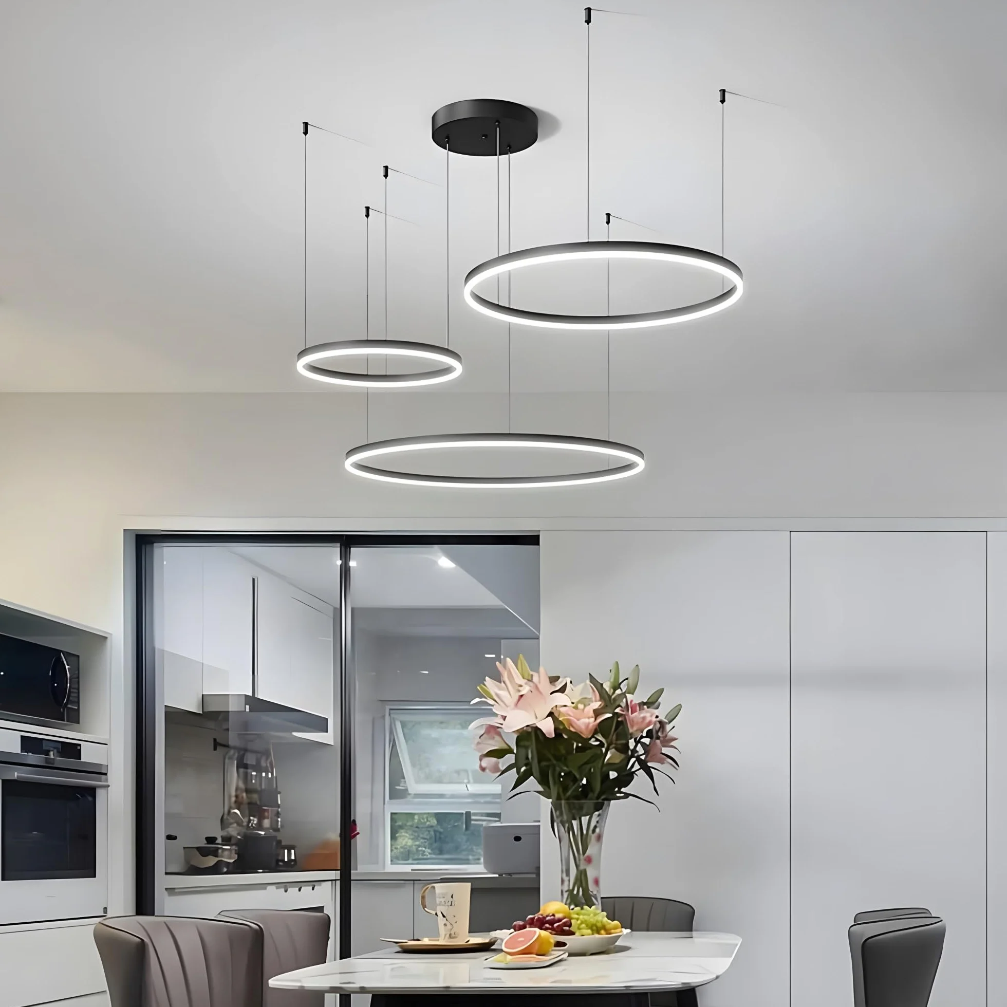 Nowoczesna Lampa Wisząca LED, Regulowany Żyrandol Sufitowy, Kreatywny Wisiorek Światła, Z Pilotem, Możliwość Ściemniania, Do Salonu, Kuchni, Restauracji