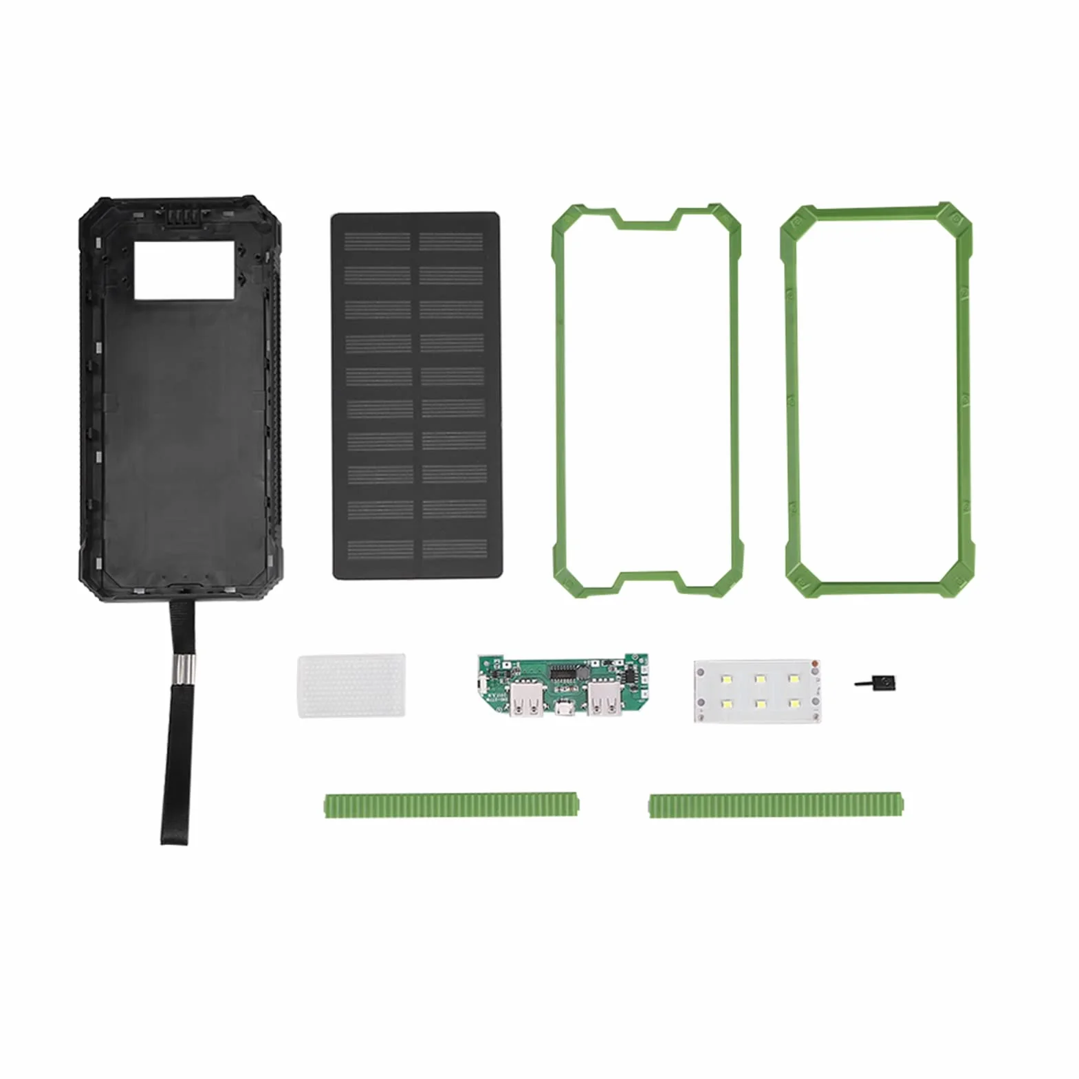Power Bank Solar Charger 20000mAh Dual USB Szybkie ładowanie DIY Kit Zielony