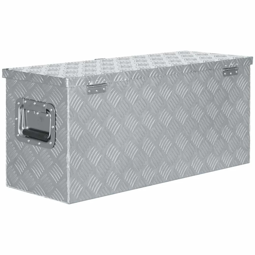 Aluminiowa skrzynka 80 × 30 × 35 cm, srebrna, lekka skrzynka narzędziowa z systemem zamykania, pojemna, nierdzewna, idealna do warsztatu, garażu, na plac budowy, gospodarstwa domowego, dla
