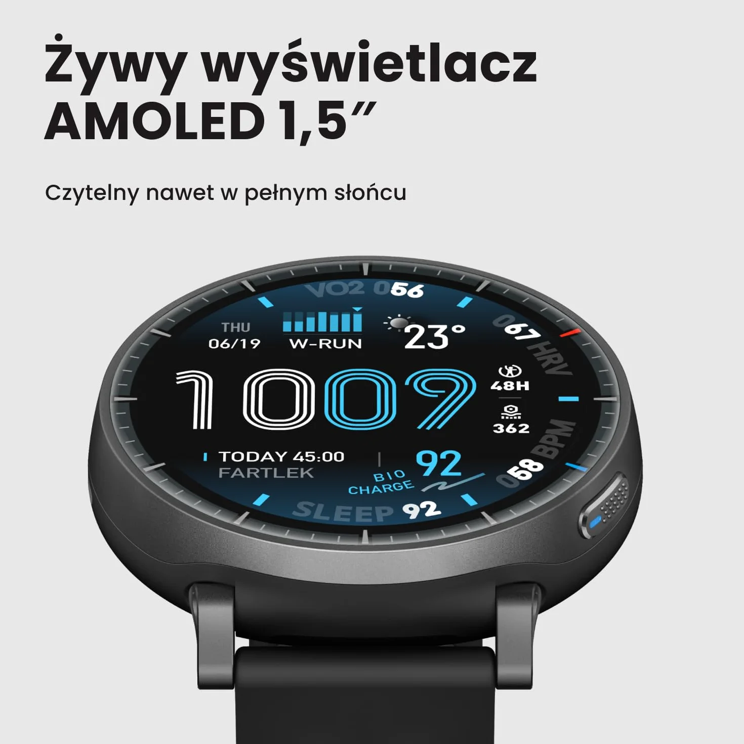 Amazfit Active Max 48mm Smartwatch AMOLED 1,5" 25 dni baterii GPS NFC 5ATM