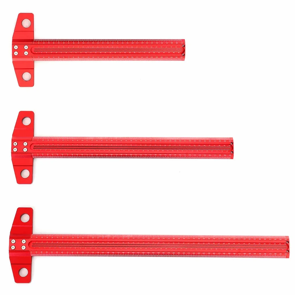 VIDOO Znacznik Linii Stolarski Linijka Typu T Otwory 1mm Stop Aluminium Przymiar do Trasowania-500mm
