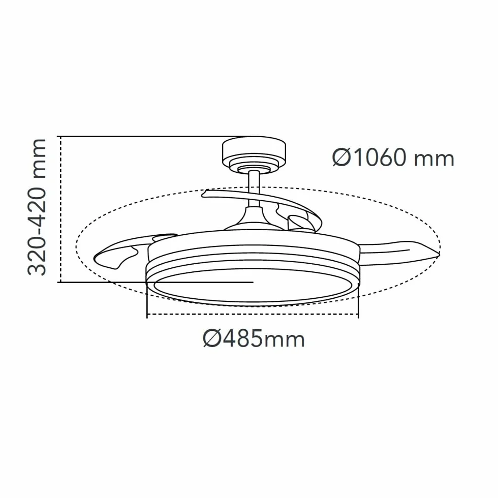 wonderlamp - Wentylator LED składane łopatki Surpino White 45W z pamięcią zasilania i ściemnianym pilotem zdalnego sterowania CCT