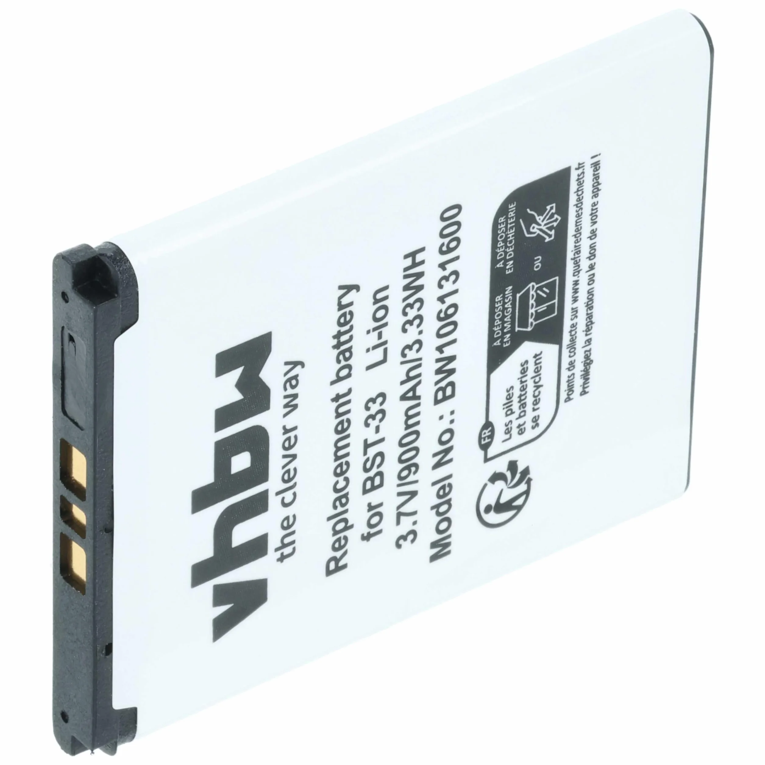 Bateria vhbw kompatybilna z Sony Ericsson Z530i, Z610i, Z800, Z800i, zamiennik smartfonu Xperia Pureness do BST-33 (Li-Ion, 900mAh, 3,7 V)