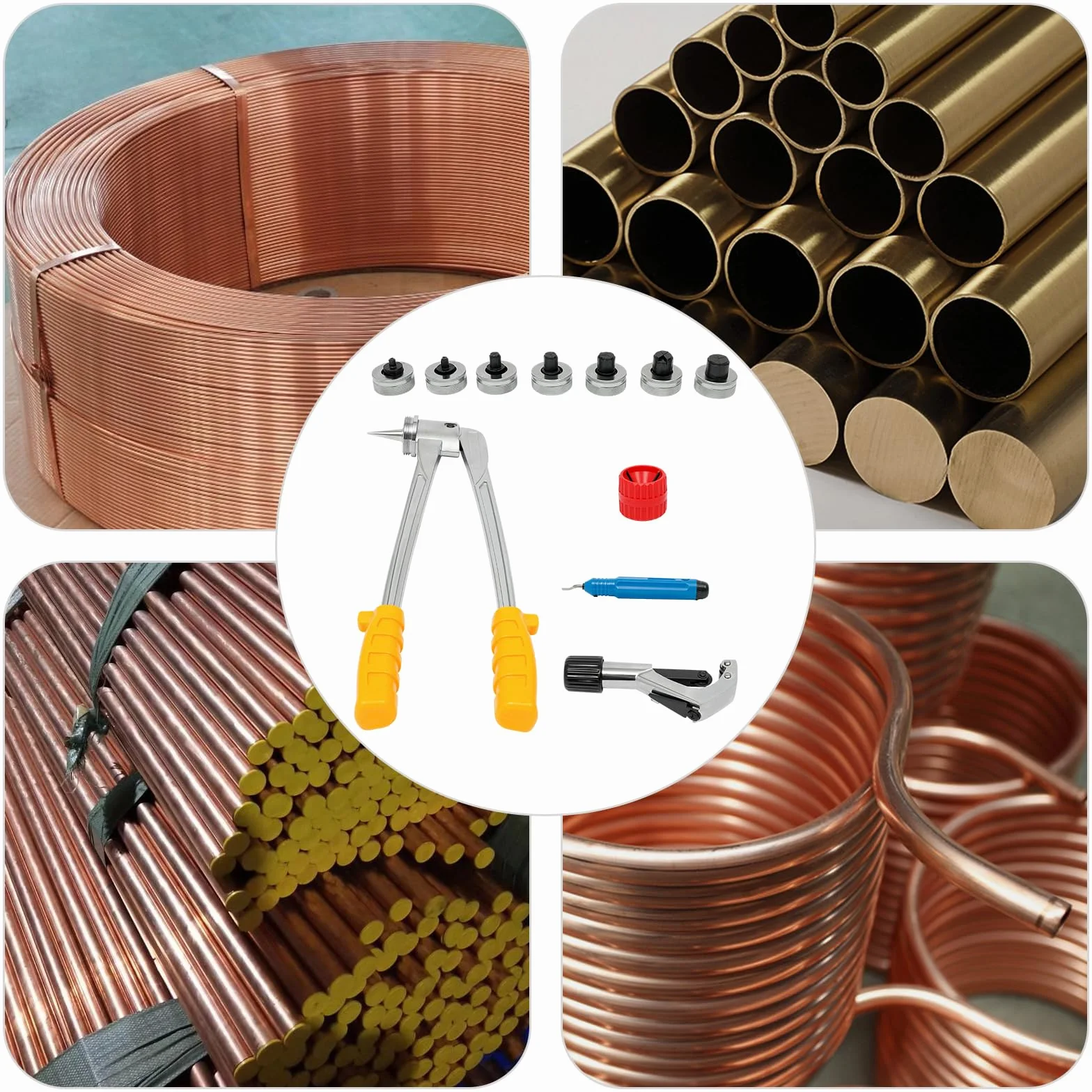 Ręczny zestaw ekspanderów do rur, 7 szczypiec do rozszerzania rur, ręczny zestaw ekspanderów do rur 10-28 mm do rur miedzianych, mosiężnych i aluminiowych.