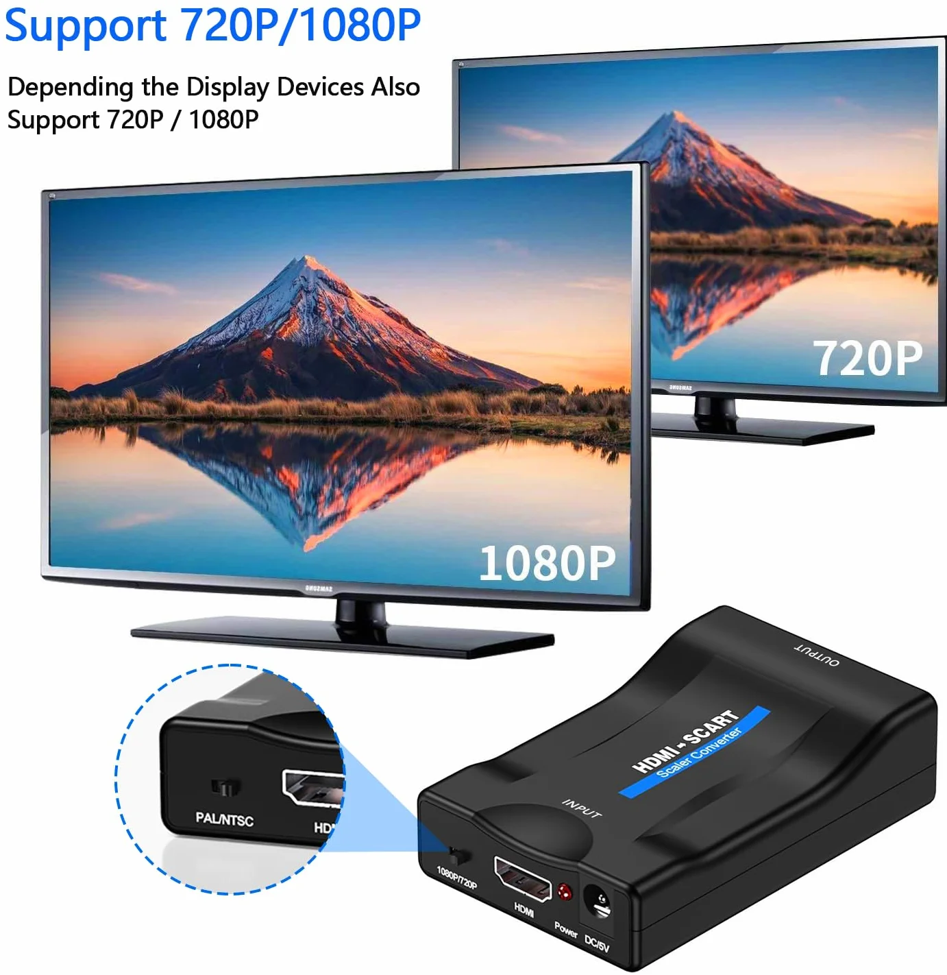 Konwerter HDMI do SCART Adapter 720/1080P Przełącznik Video Audio PAL/NTSC
