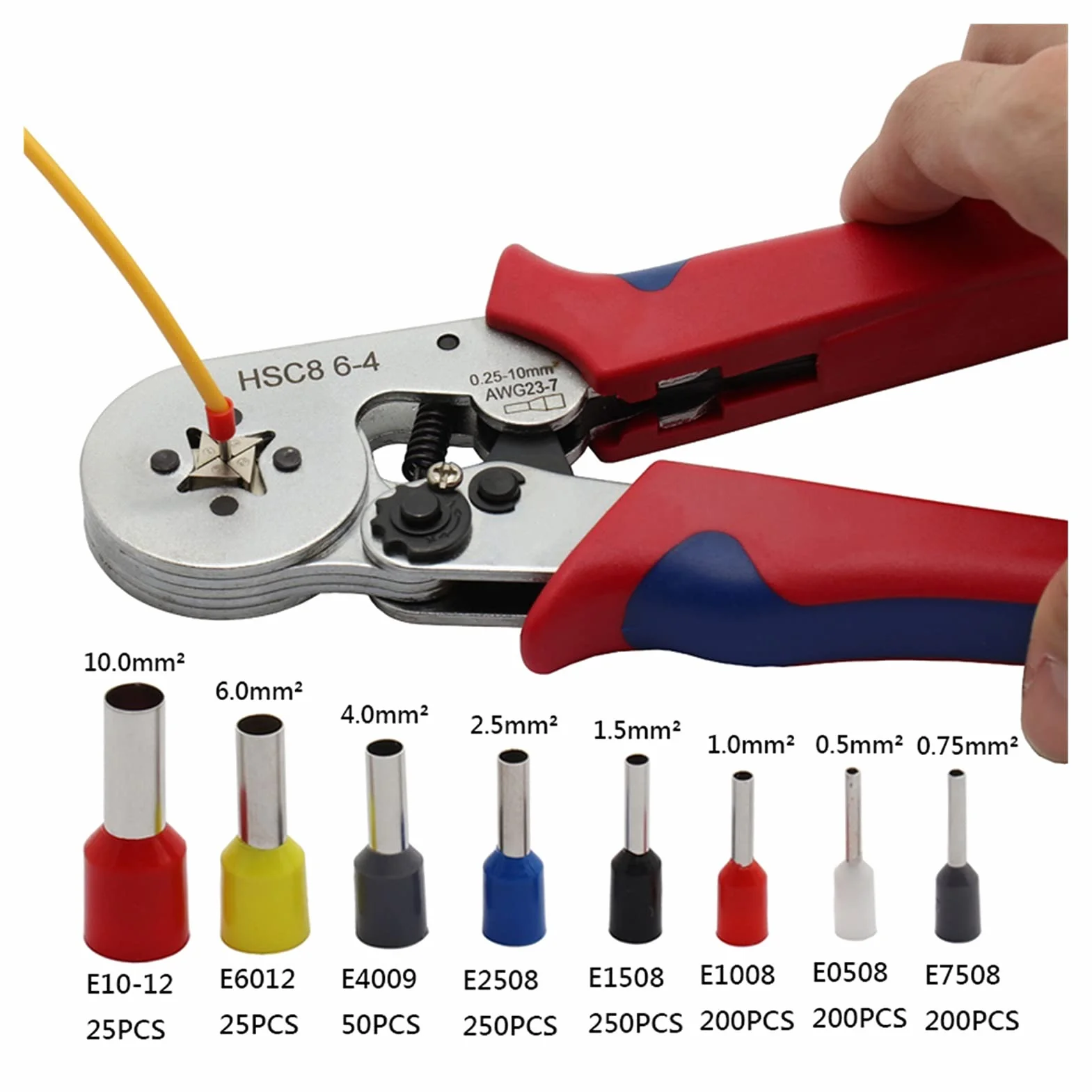 Ściągacz izolacji Europejski Crimper Cripster Crimping Szczypce do zaciskania drutu Stripper Cripster Ferrule Crimping Hand Tool Szczypce + Zestaw Zestaw 1200 Terminals(03)
