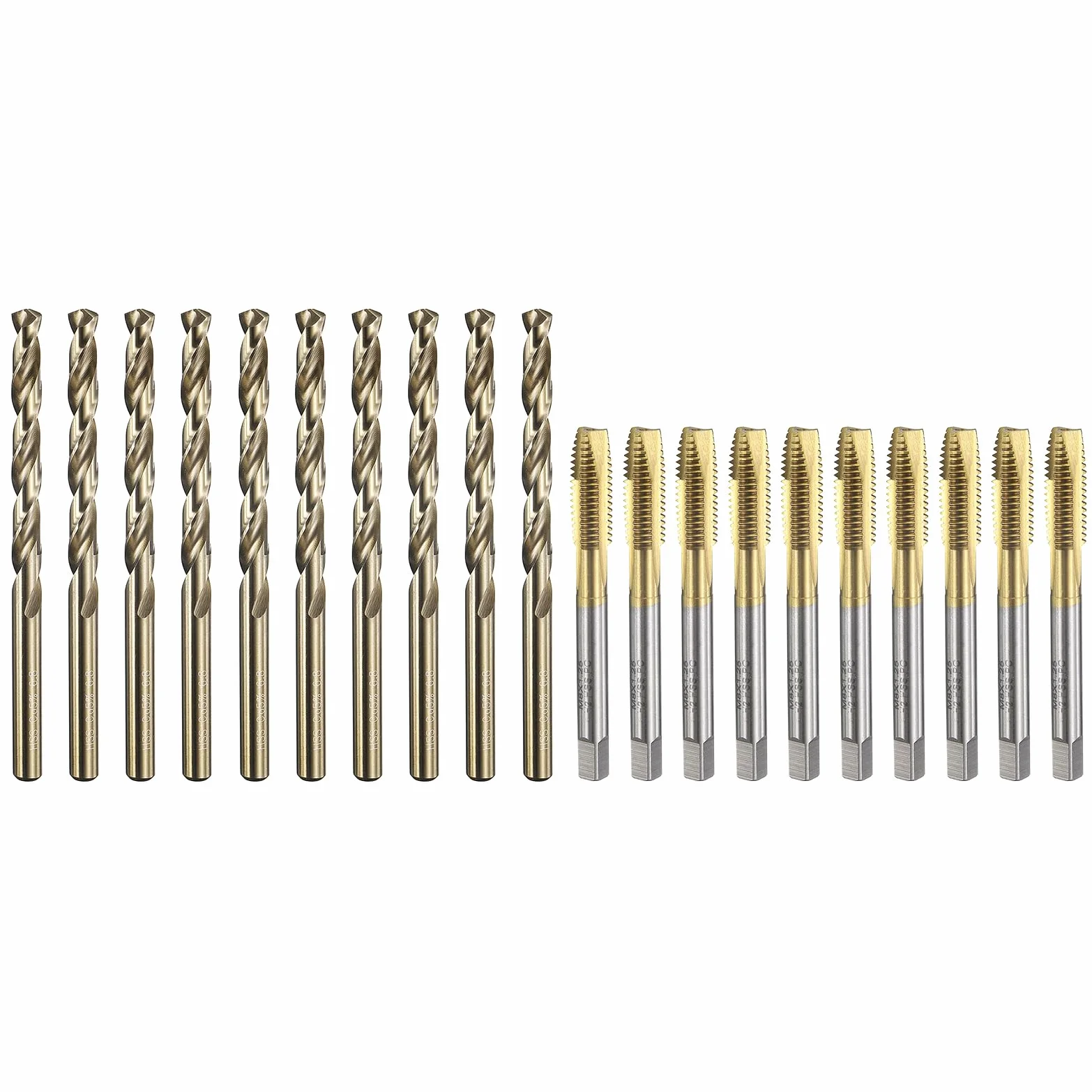 Zestaw gwintowników i wierteł, 10 szt. gwintowników metrycznych M8 x 1,25 ze spiralną końcówką i 10 szt. wierteł krętych 6,8 mm, HSS-6542/M35 HSS-CO