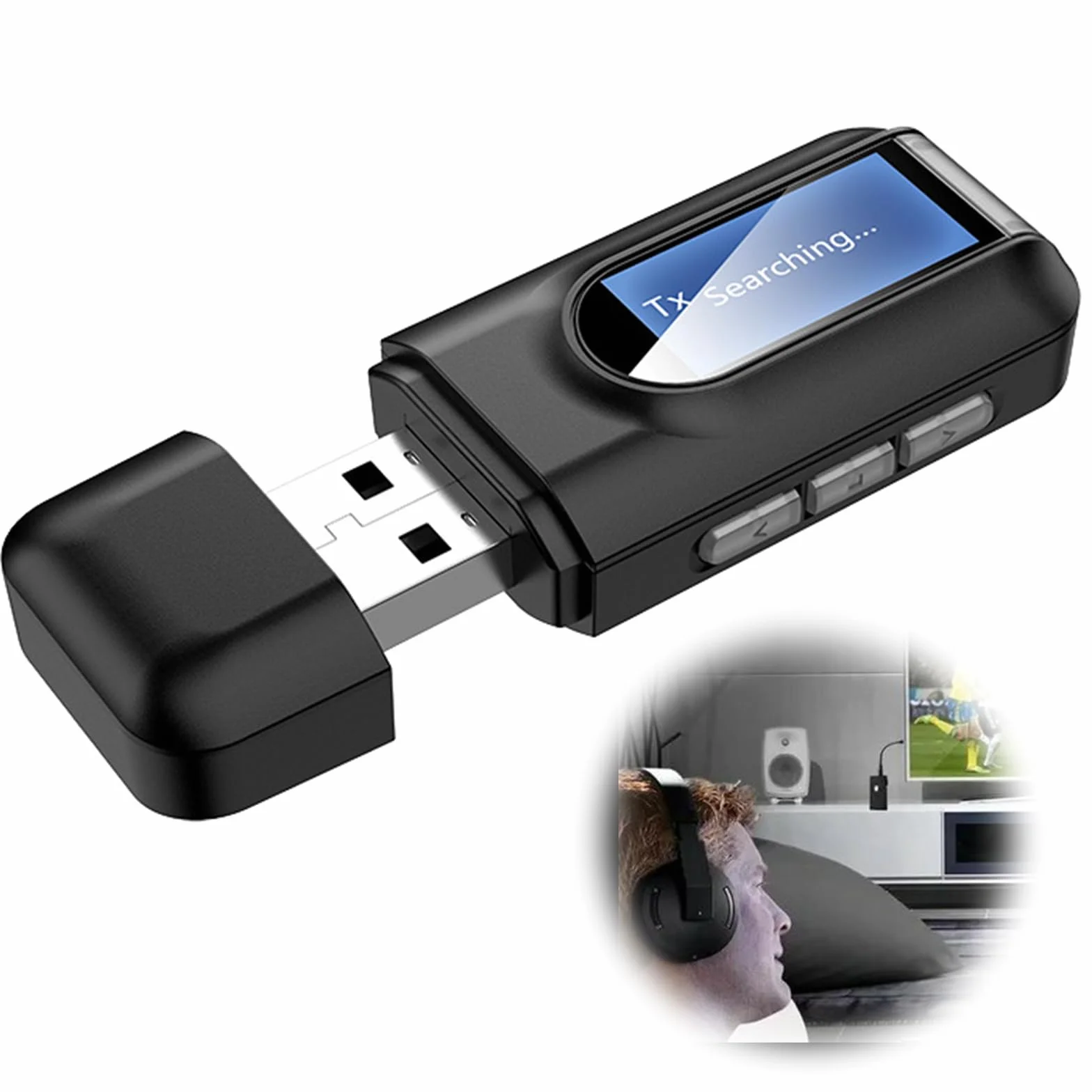 Adapter Bluetooth Audio 5.0: bezprzewodowy nadajnik Bluetooth 2 w 1 z wtyczką 3,5 mm, transmiter USB Bluetooth do samochodu, TV, PC, słuchawek, głośników, Plug and Play