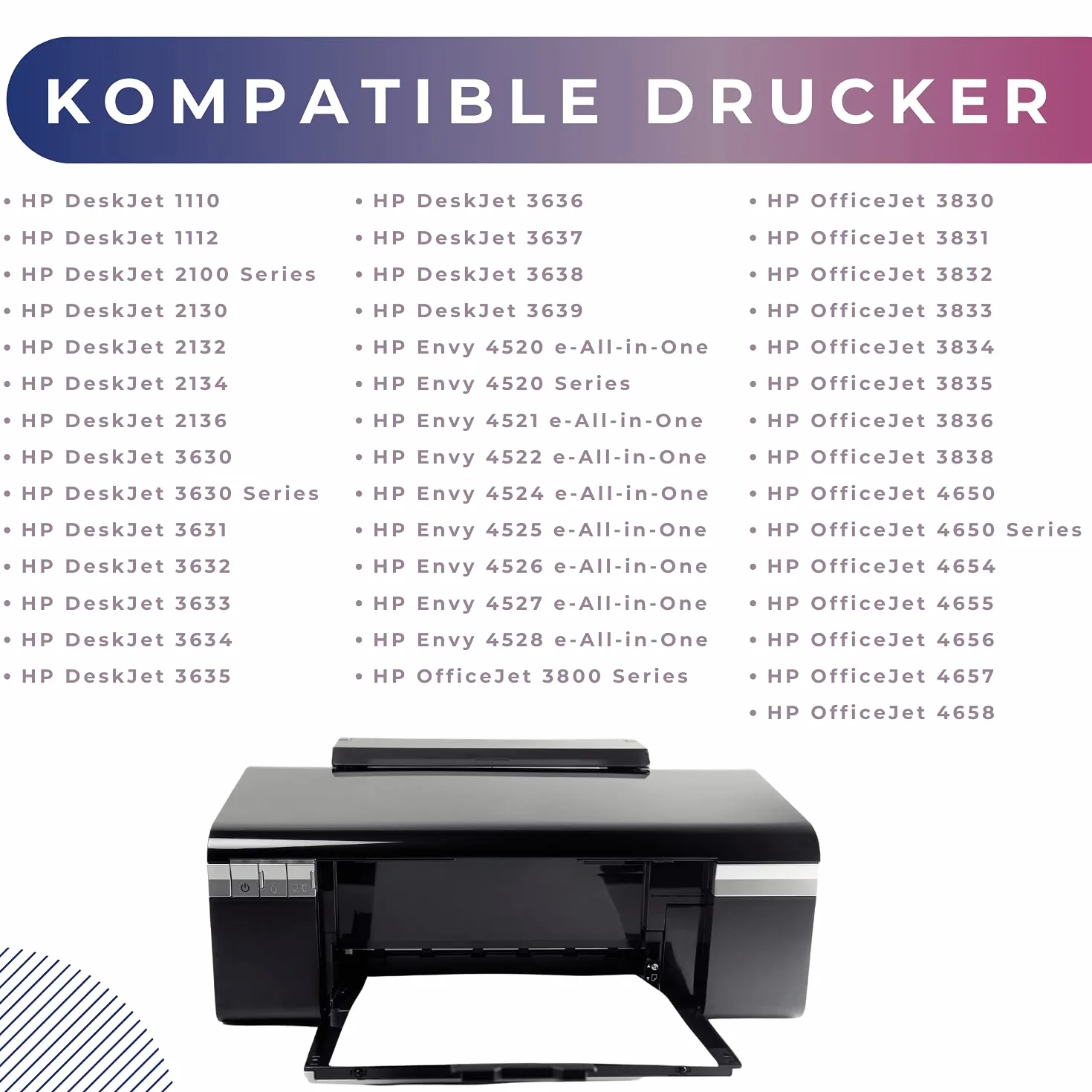 GP TONER Tusz zamiennik do HP 302 302XL OfficeJet 3831 5230 5220 3833 4650 3830 DeskJet 3630 3636 1110 2130 Envy 4525 4520 4524 302XL ZESTAW Czarny Kolor