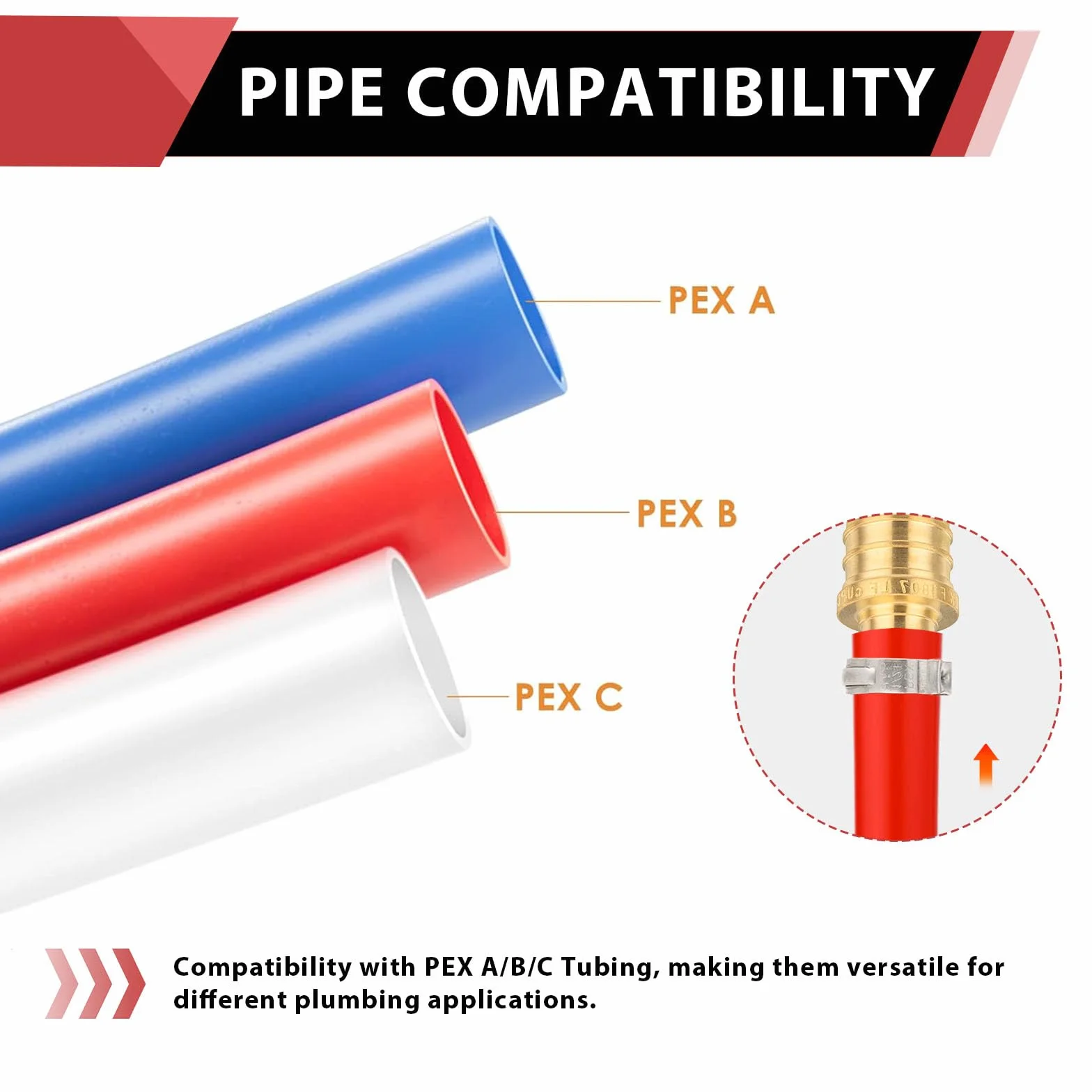 (5 szt.) EFIELD PEX 1/2 cala x 3/4 cala NPT męski adapter zaciskowy mosiężny (bez ołowiu) -5 sztuk