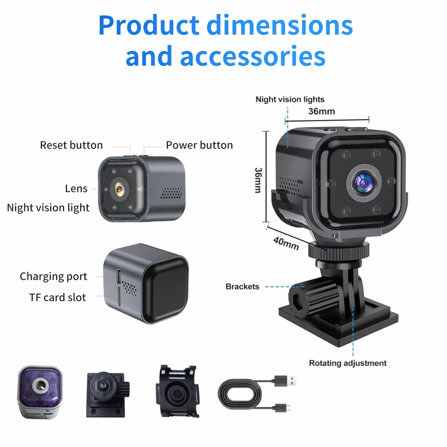Anluomania Mini kamera 1080p HD WLAN (2,4 GHz), kamera monitorująca wewnątrz, kamera monitorująca wewnątrz, kamera bezpieczeństwa transmisja na żywo, aplikacja na telefon komórkowy, czujnik ruchu