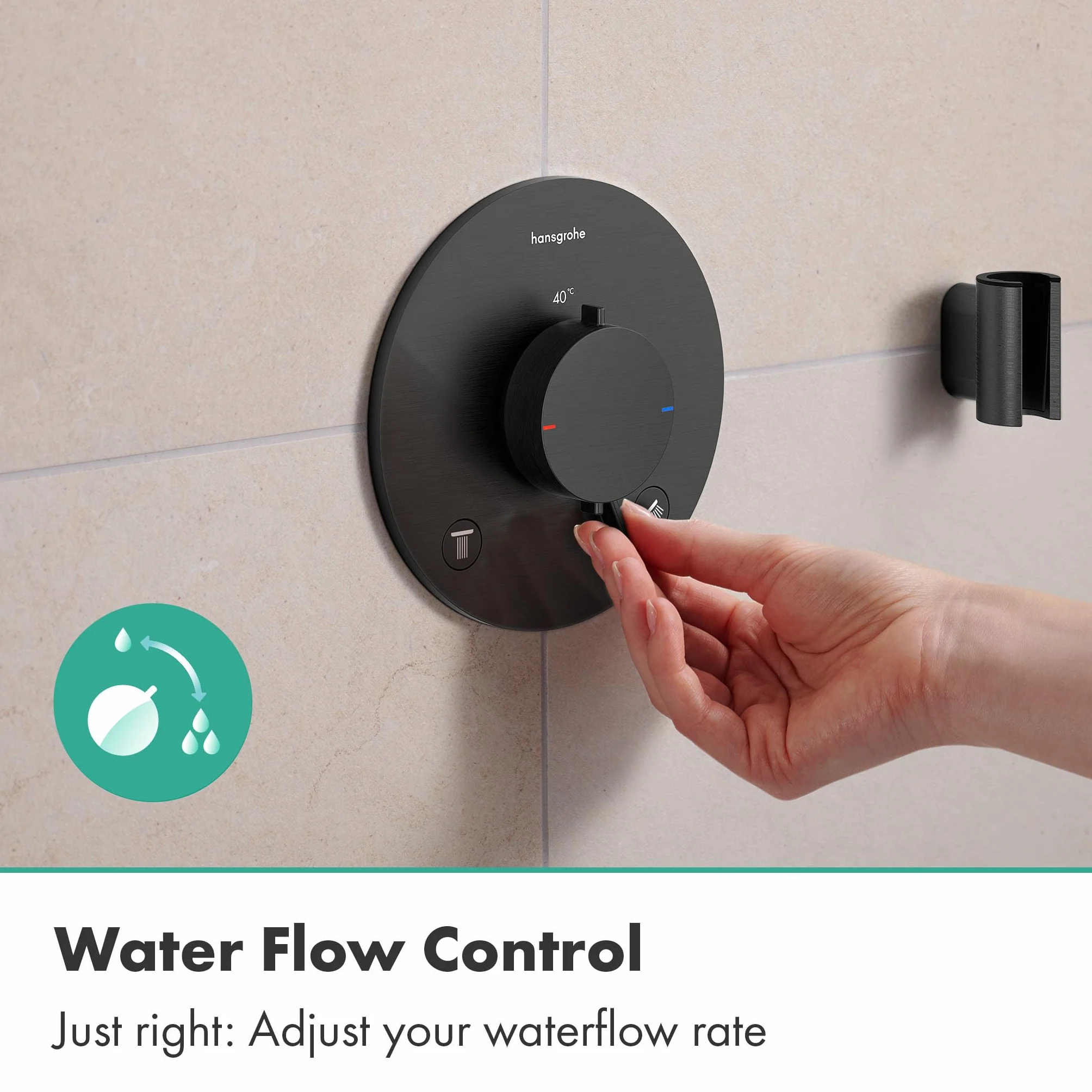 hansgrohe Ecostat Comfort S - termostat prysznicowy podtynkowy, armatura prysznicowa z blokadą bezpieczeństwa (SafetyStop) w temperaturze 40°C, termostat do prysznica, dla 2 odbiorników, szczotkowany