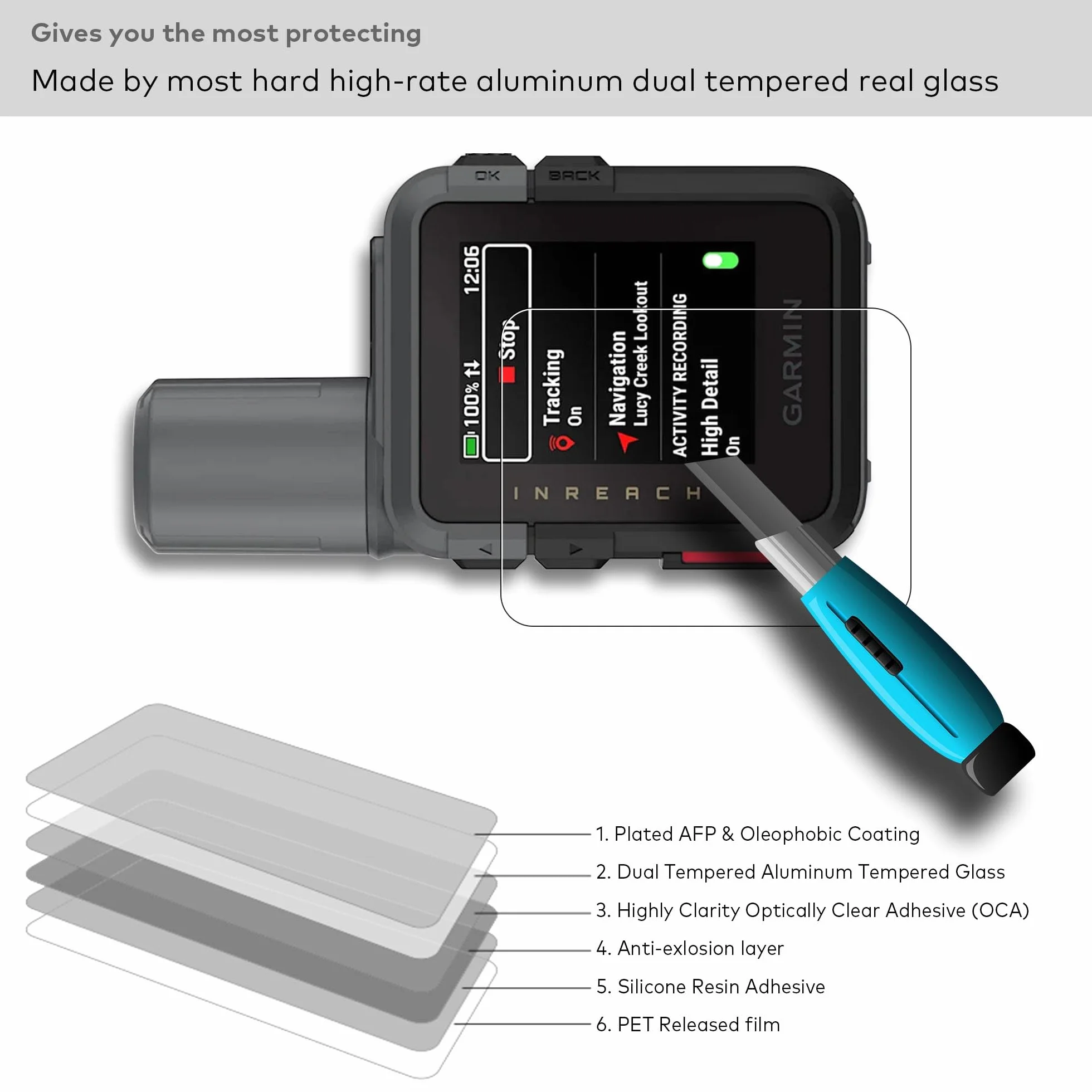 [3-PAK] Etui silikonowe x1, HD-Przezroczysta folia ochronna ze szkła hartowanego 48 mm x2 dla Garmin inReach Mini 3, odporna na wstrząsy, antystatyczna, antypoślizgowa, trwała