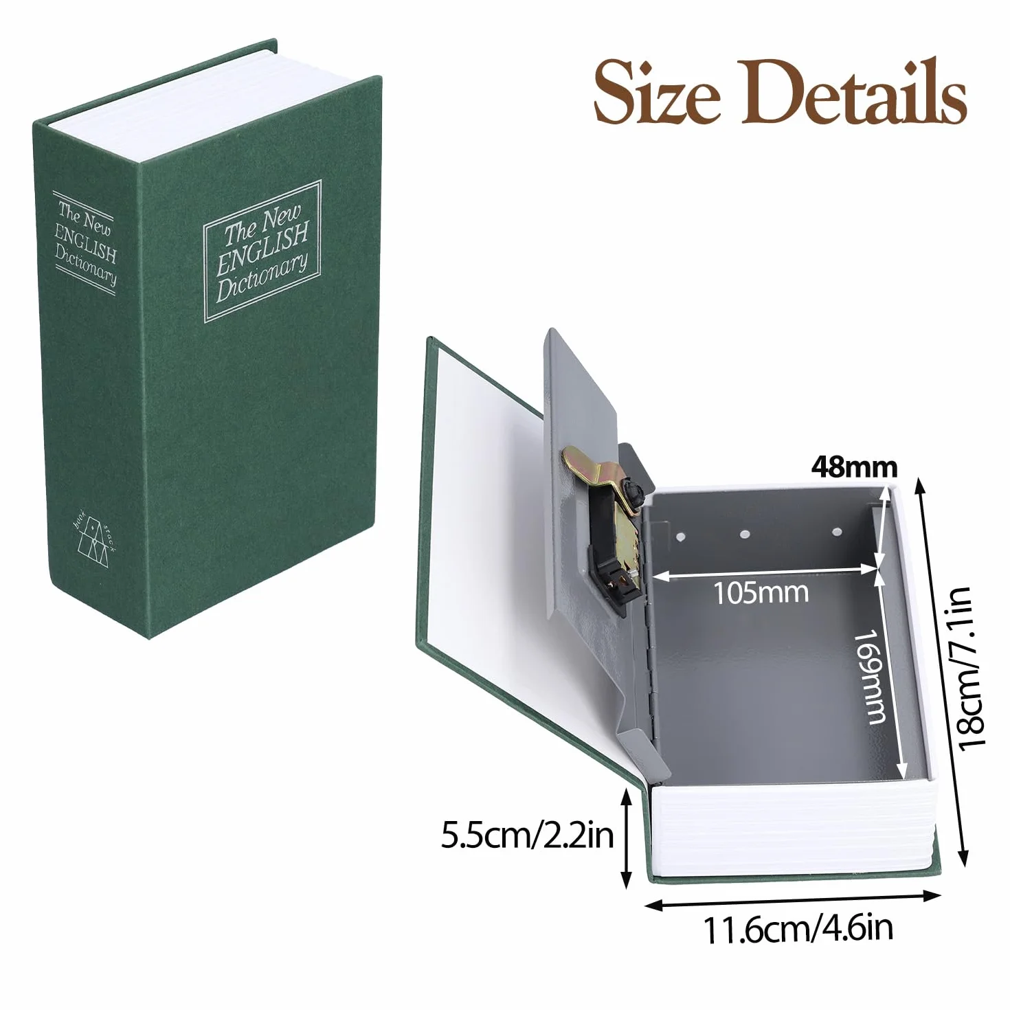 Tissting Sejf na książki z zamkiem szyfrowym 18 x 12 x 5,5 cm - dyskretne pudełko do przechowywania kosztowności, elegancka dekoracja do biura lub biblioteki