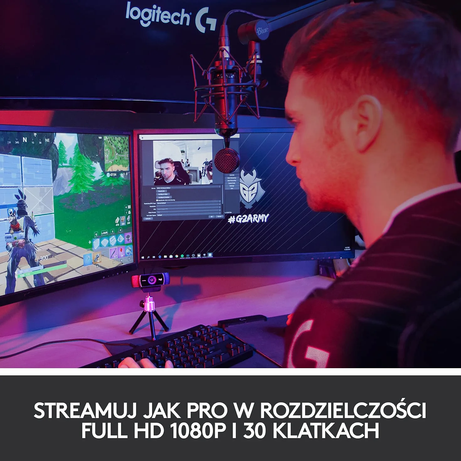 Logitech C922 Pro Stream kamera internetowa 1080P Full HD, podwójny mikrofon stereo, Czarny