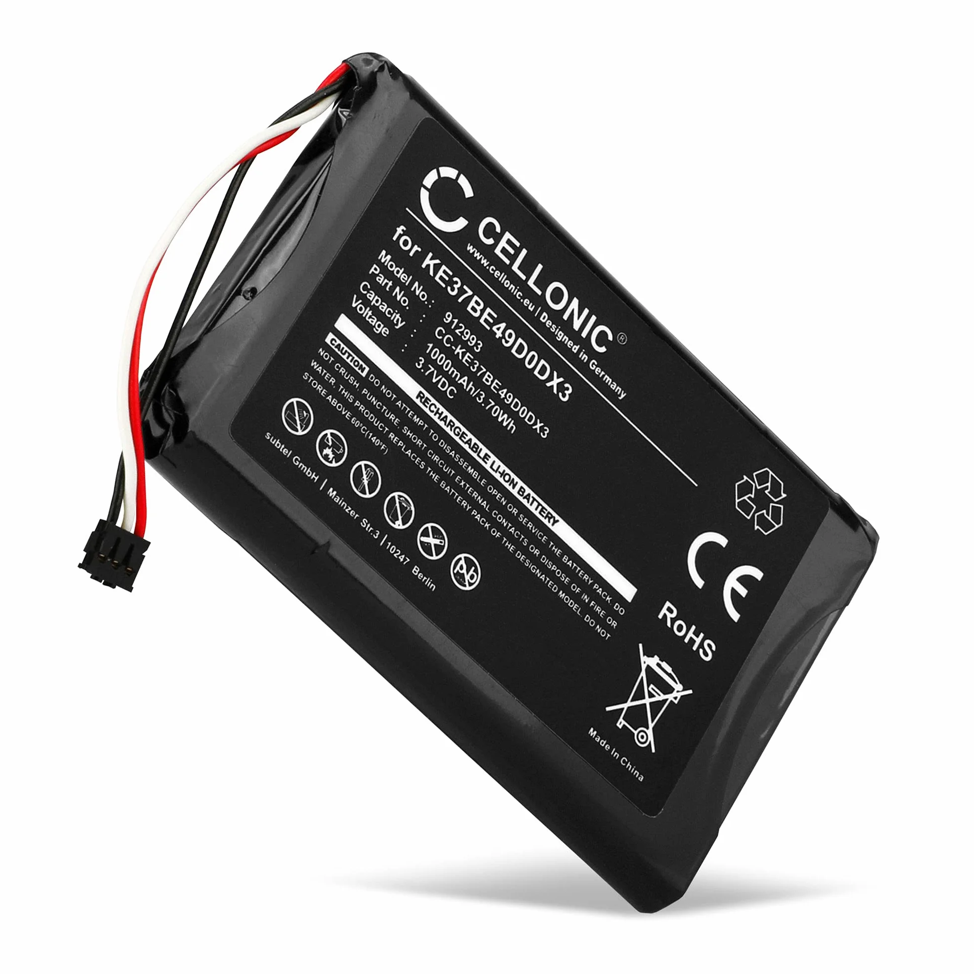 CELLONIC, Bateria GPS kompatybilna z Garmin Edge 810, Edge 800, Edge Touring (1000 mAh, 3,7 V) zapasowa bateria 361-00035-00, KE37BE49D0DX3