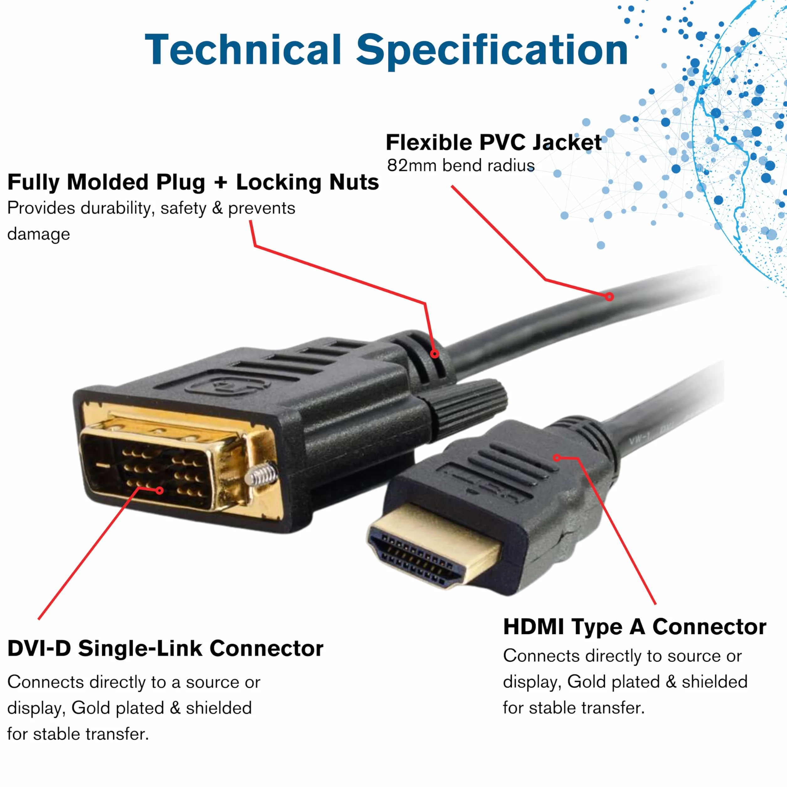 C2G HDMI na DVI-D kabel 1 m Full HD 1080p