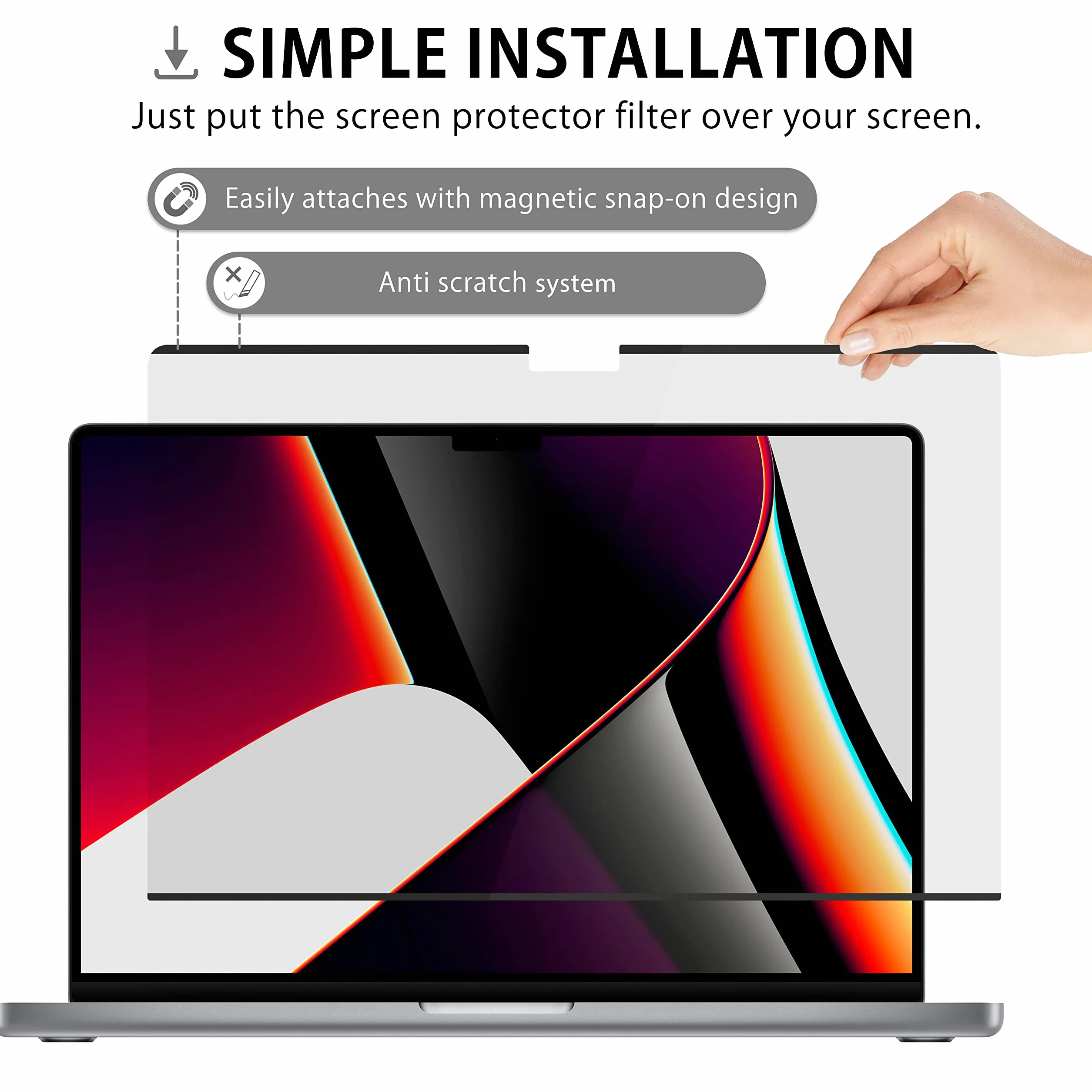 MyGadget Ochrona ekranu Anti Spy do MacBook Pro 14 A2442 A2779 A2992 magnetyczny filtr prywatności
