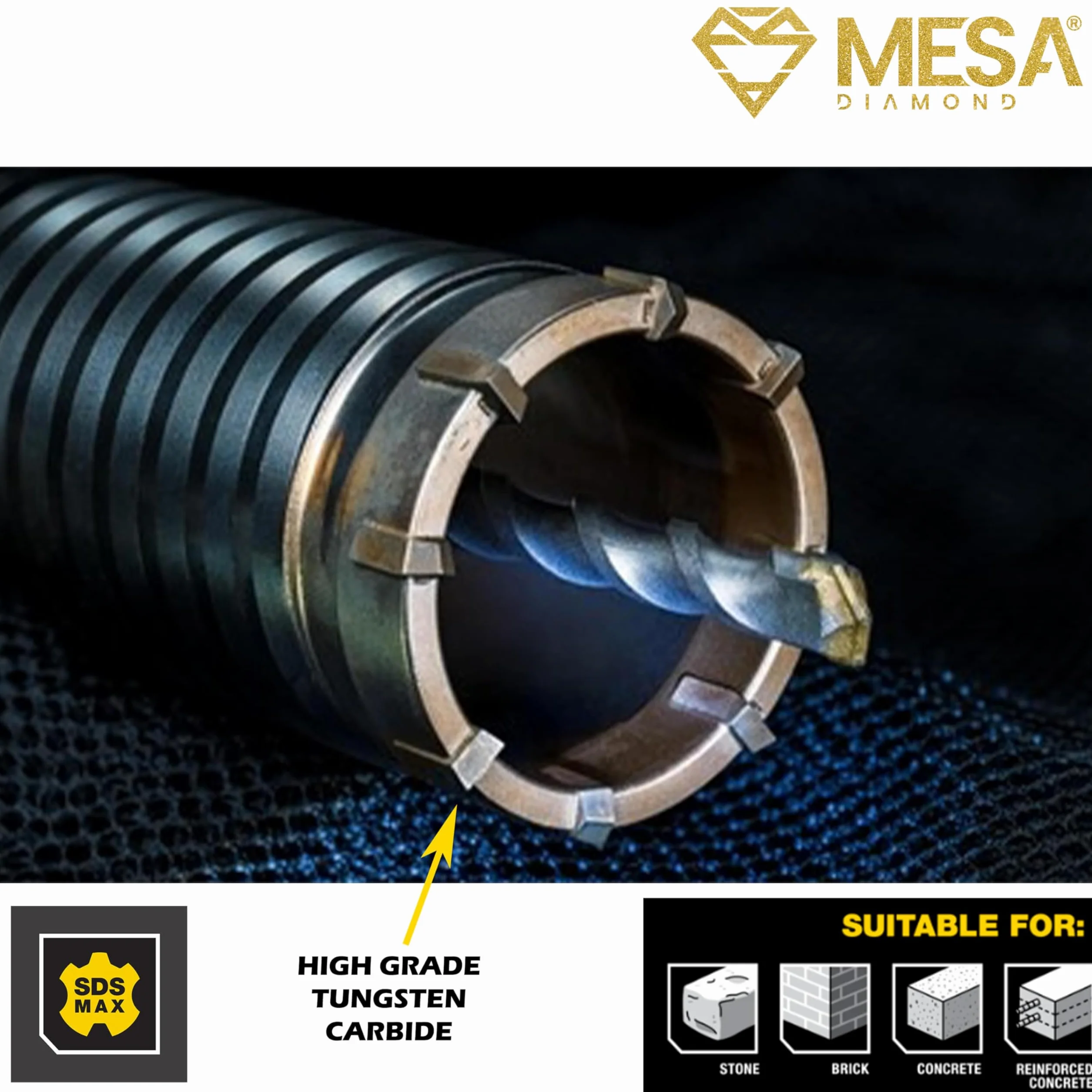 SDS MAX młot udarowo-obrotowy z węglików spiekanych, 171 mm, 45,7 cm długości. MESA DIAMOND