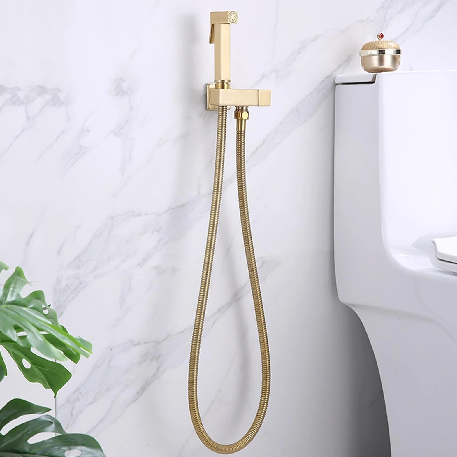 Toaleta Fresh Montowana na ścianie Bateria Bidet Zestaw opryskiwaczy Miedziana słuchawka prysznicowa z wężem (biały)