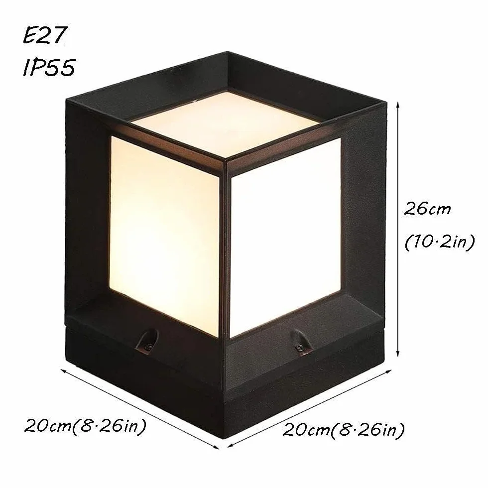 światło Słupka Nowoczesna Zewnętrzna Lampa Słupkowa Wodoodporna Lampa Tarasowa ABS Akrylowa Lampa Ogrodowa Słupkowa Oświetlenie Ogrodowe Na Podwórko Lampy Solarne(20x20x26cm)