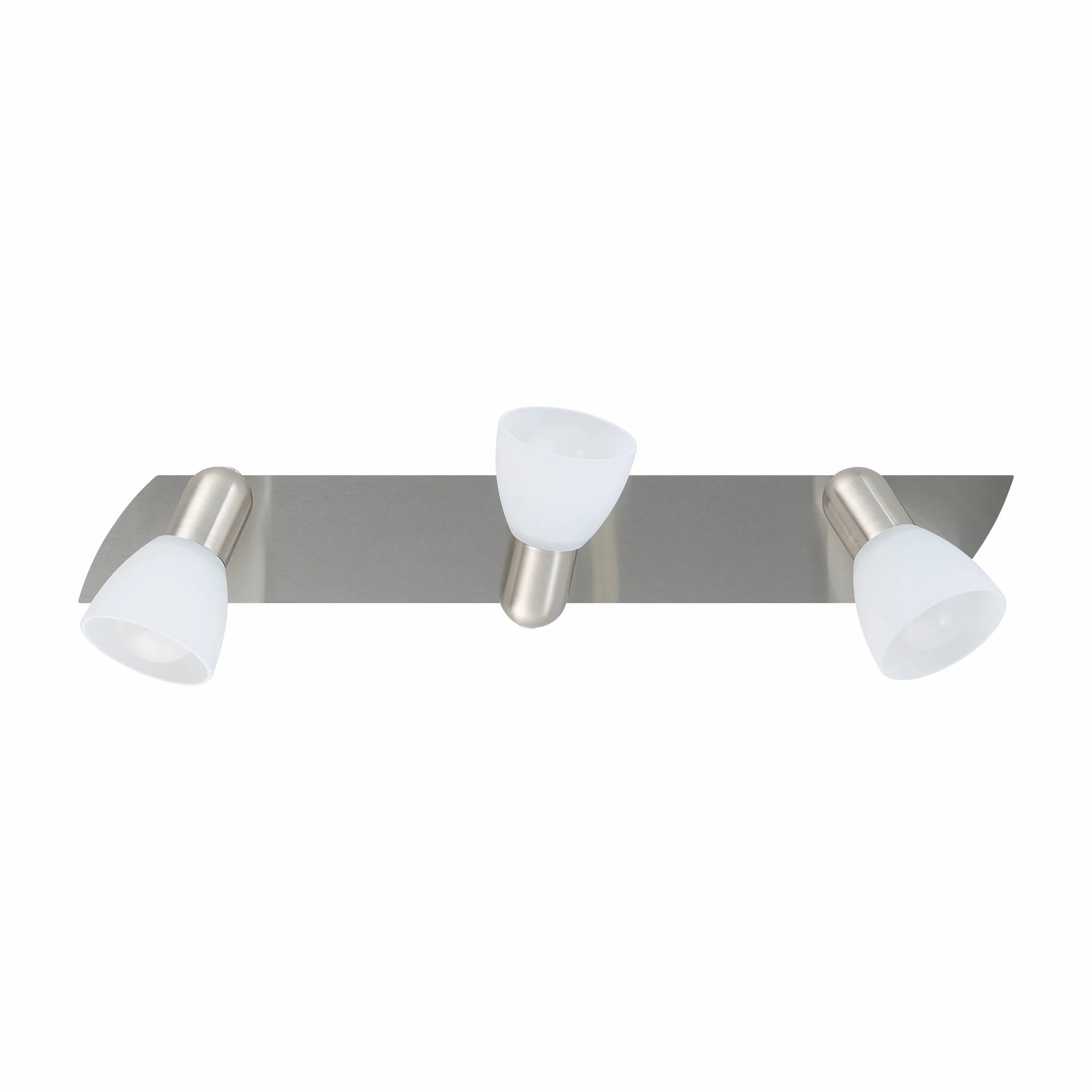 EGLO Lampa sufitowa Enea, 3-płomienna lampa sufitowa | reflektory sufitowe z metalu w kolorze niklu matowego, mleczne szkło w bieli, lampa do salonu, spoty z gniazdem E14, długość
