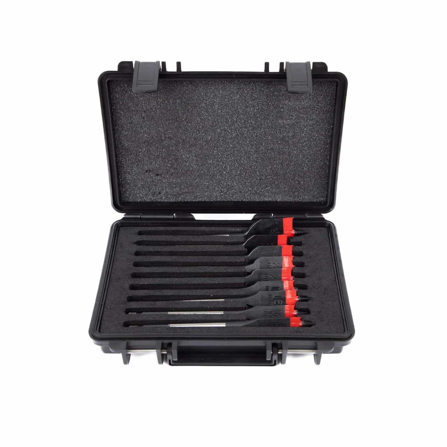 C.K Tools zestaw wierteł płaskich do drewna, 9-częściowy zestaw 12 do 32 mm, samonastawna końcówka gwintowana, 1/4 cala Hex Quick Lock, nadaje się do wkrętarki udarowej, stal węglowa, walizka w