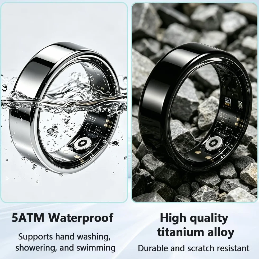Smart Ring bezprzewodowa ładowarka fitness pomiar tętna ciśnienia krwi analiza snu IP68 kompatybilny iPhone Android