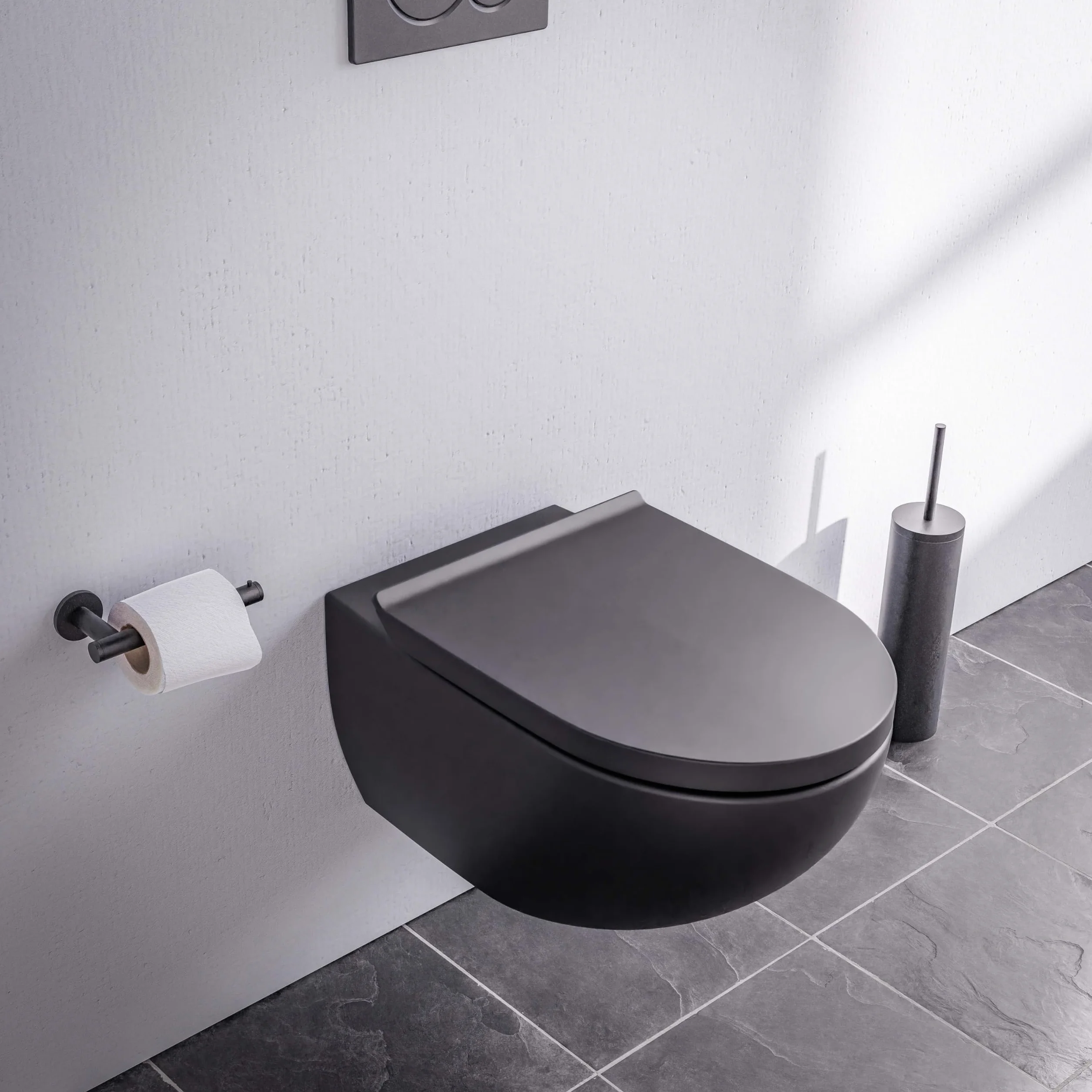Wisząca WC bez obramowania E-9030 z pokrywą Soft-Close - kolor do wyboru, kolor: czarny matowy