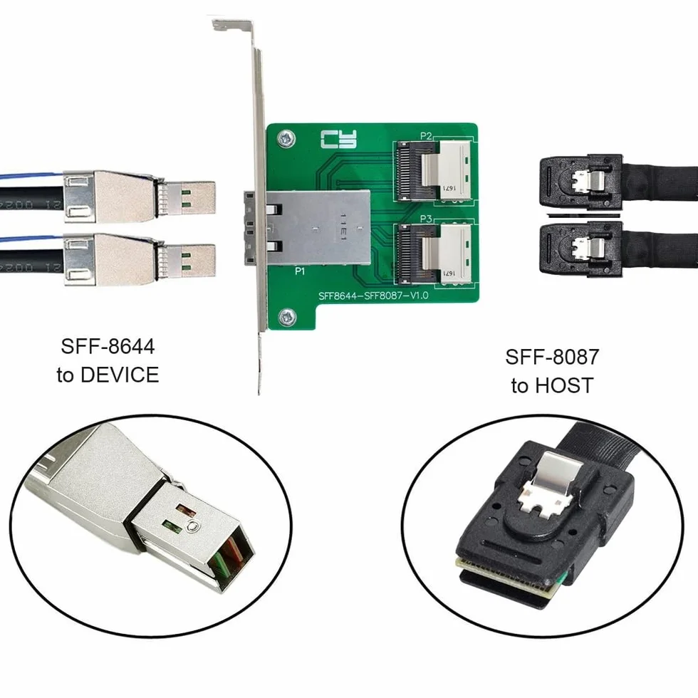 Adapter PCBA Mini SAS HD SFF-8644 do SFF-8087 żeński podwójne porty niskoprofilowy wspornik