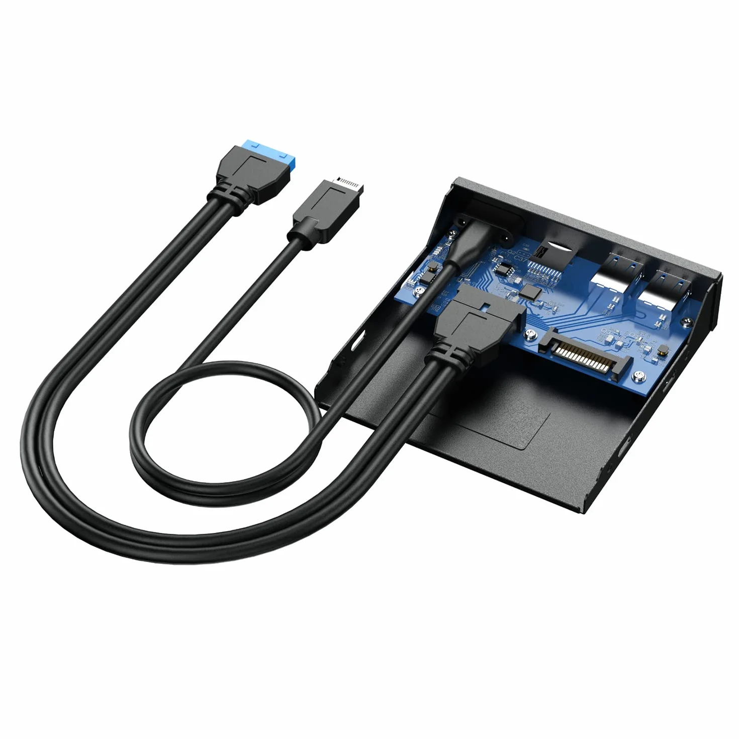 GRAUGEAR 6 interfejsów panel przedni o przekątnej 3,5 cala, USB3.2 Gen2 x 2 typ C do 20 Gbit/s, 2 x USB-A+USB-C, czytnik kart SD+microSD, Key-A 20-pin i 19-pinowy nagłówek, metal