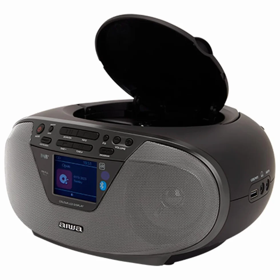 Aiwa BBTU-500DAB/BK przenośne radio CD Dab+ Bluetooth 5.0 kolorowy wyświetlacz 2,4" czarny