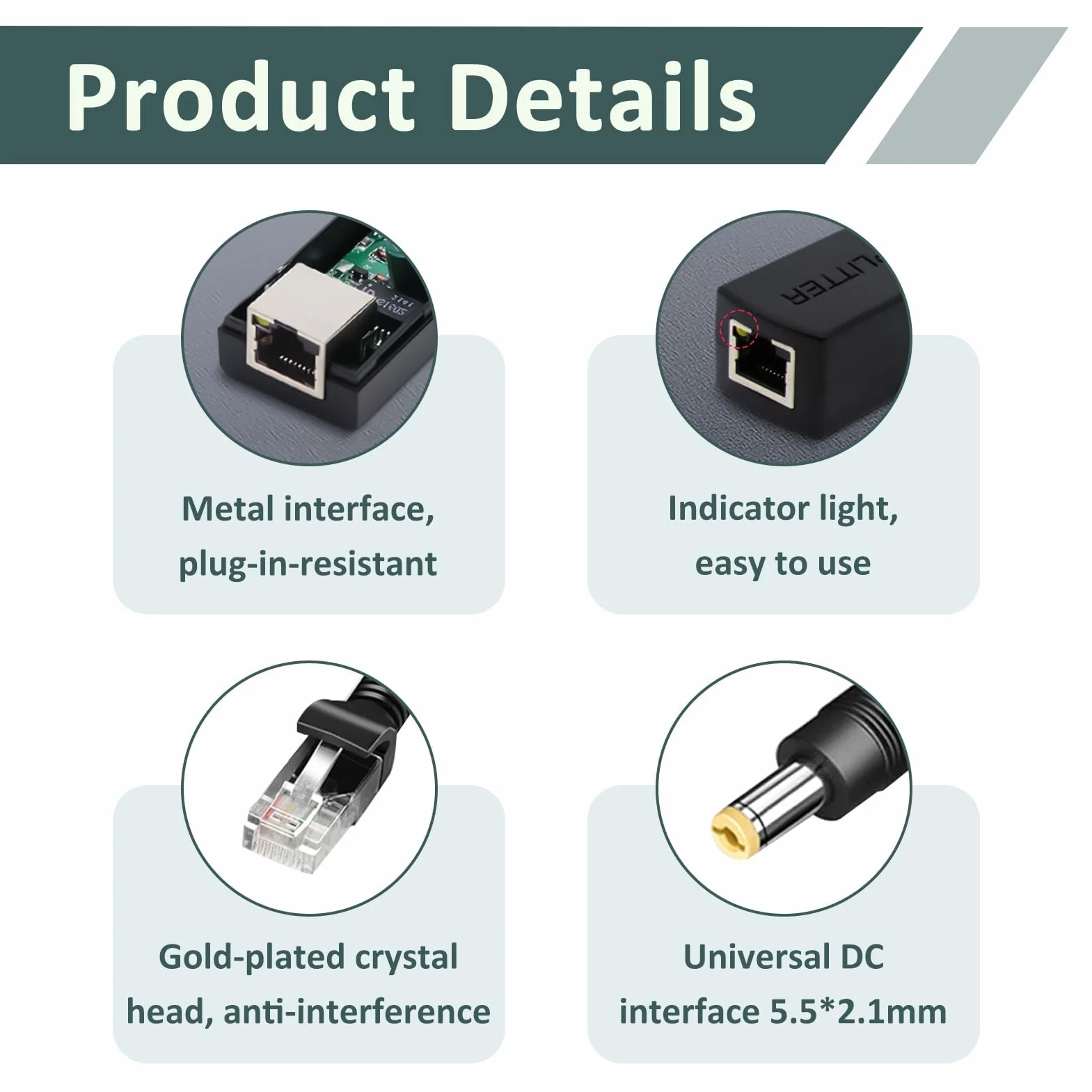 Poe wtyczka DC 48V do 12V 2A rozdzielacz IEEE802.3af/at adapter PoE do kamery IP AP Smart Home 240mm