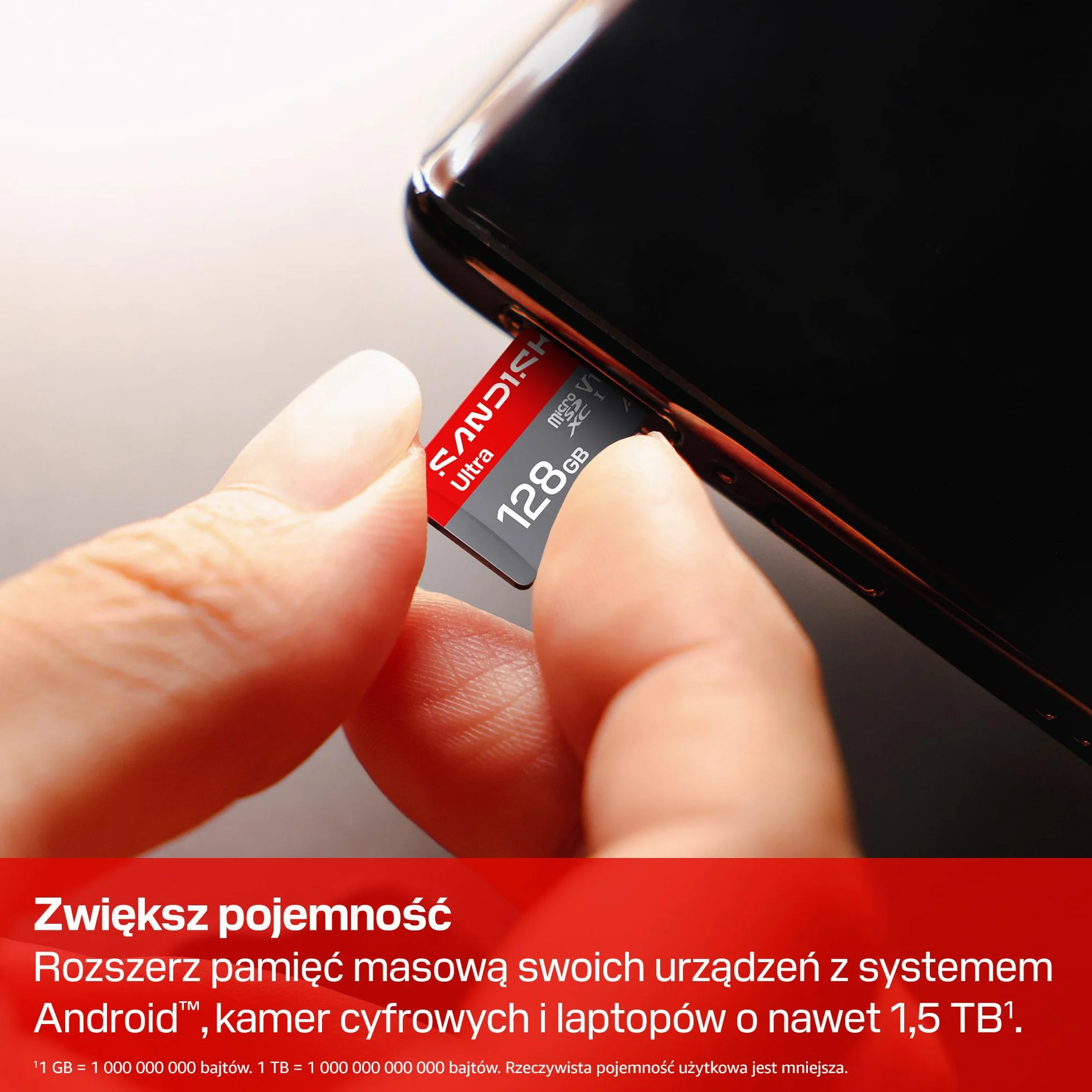 SANDISK Ultra Karta microSDXC UHS-I + SD Adapter, 128 GB (prędkość odczytu do 195 MB/s, filmy Full HD, V10, U1, C10, A1) Do smartfonów i tabletów z systemem Android oraz kamer i laptopów