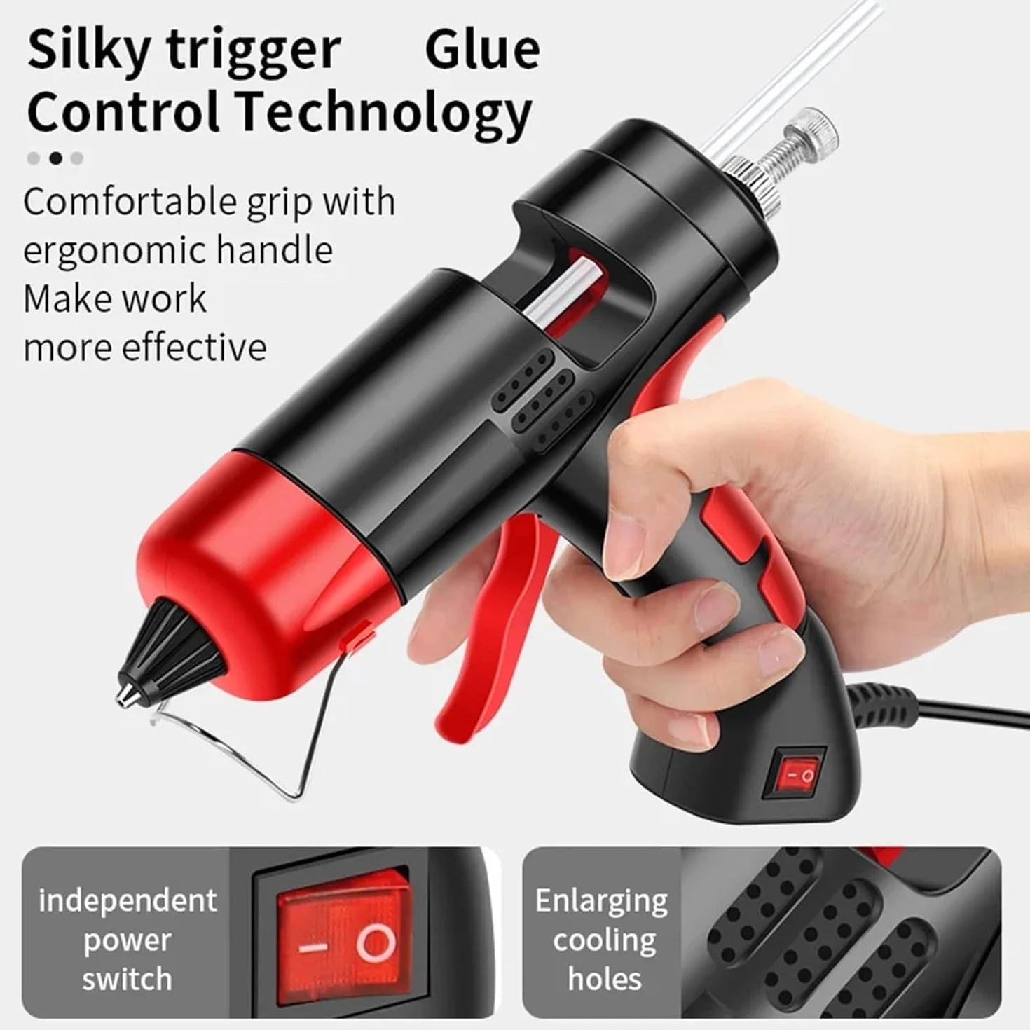 Pistolet do klejenia na gorąco 800 W, cyfrowa regulowana temperatura, miedziana dysza, zawiera patyczki do kleju 11 mm, idealny do majsterkowania i napraw domowych