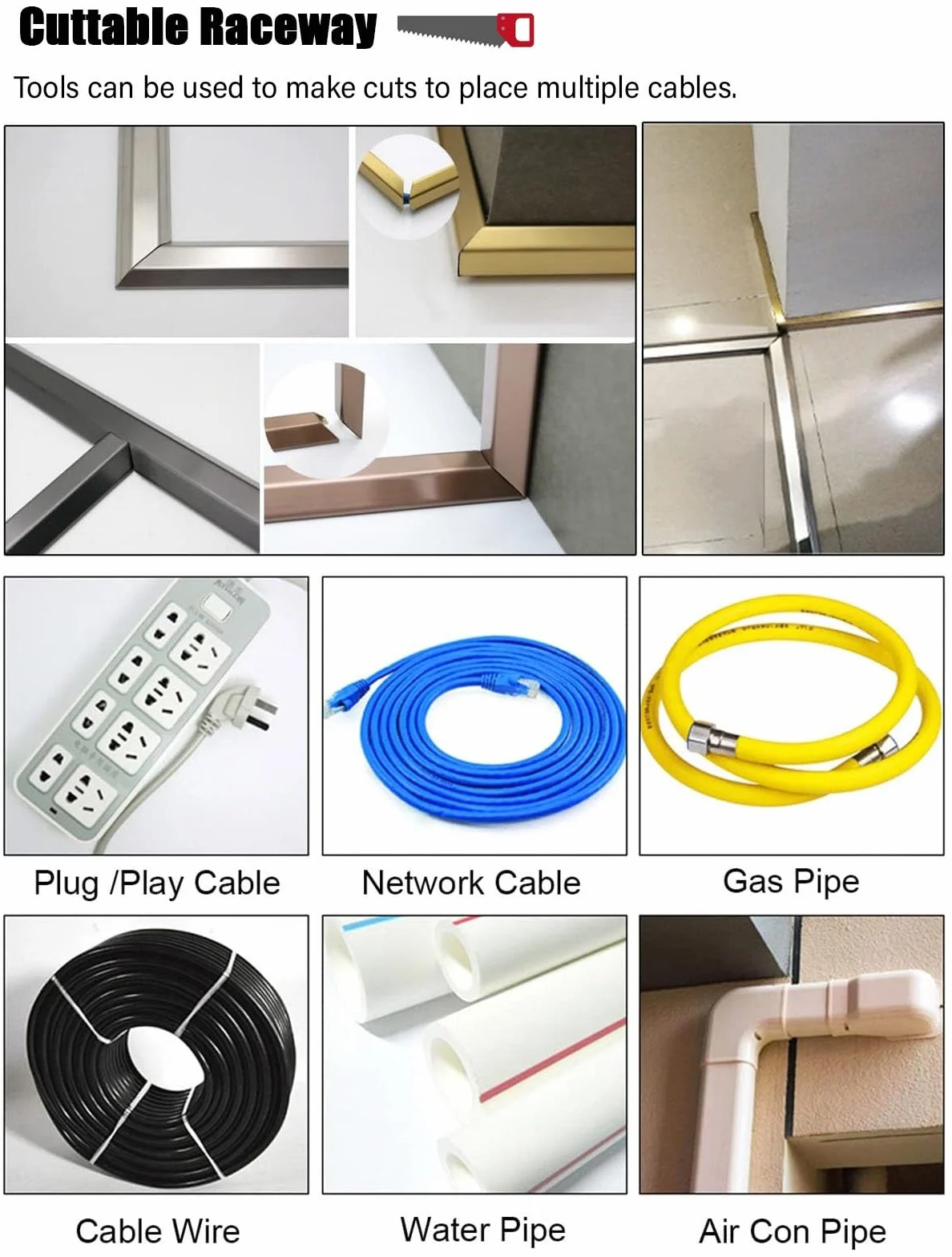 Osłona kabla na kable na podłogę, drewno ziarniste organizator do zarządzania kablami/metalowe osłony na kable do przewodów komputerowych pod biurkiem, kable Ethernet (Colo