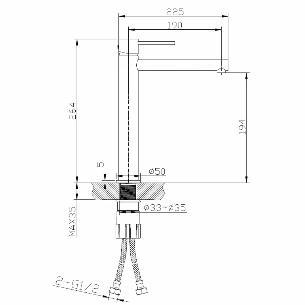 Essebagno 9018067 Envol bateria umywalkowa wysoka czarna