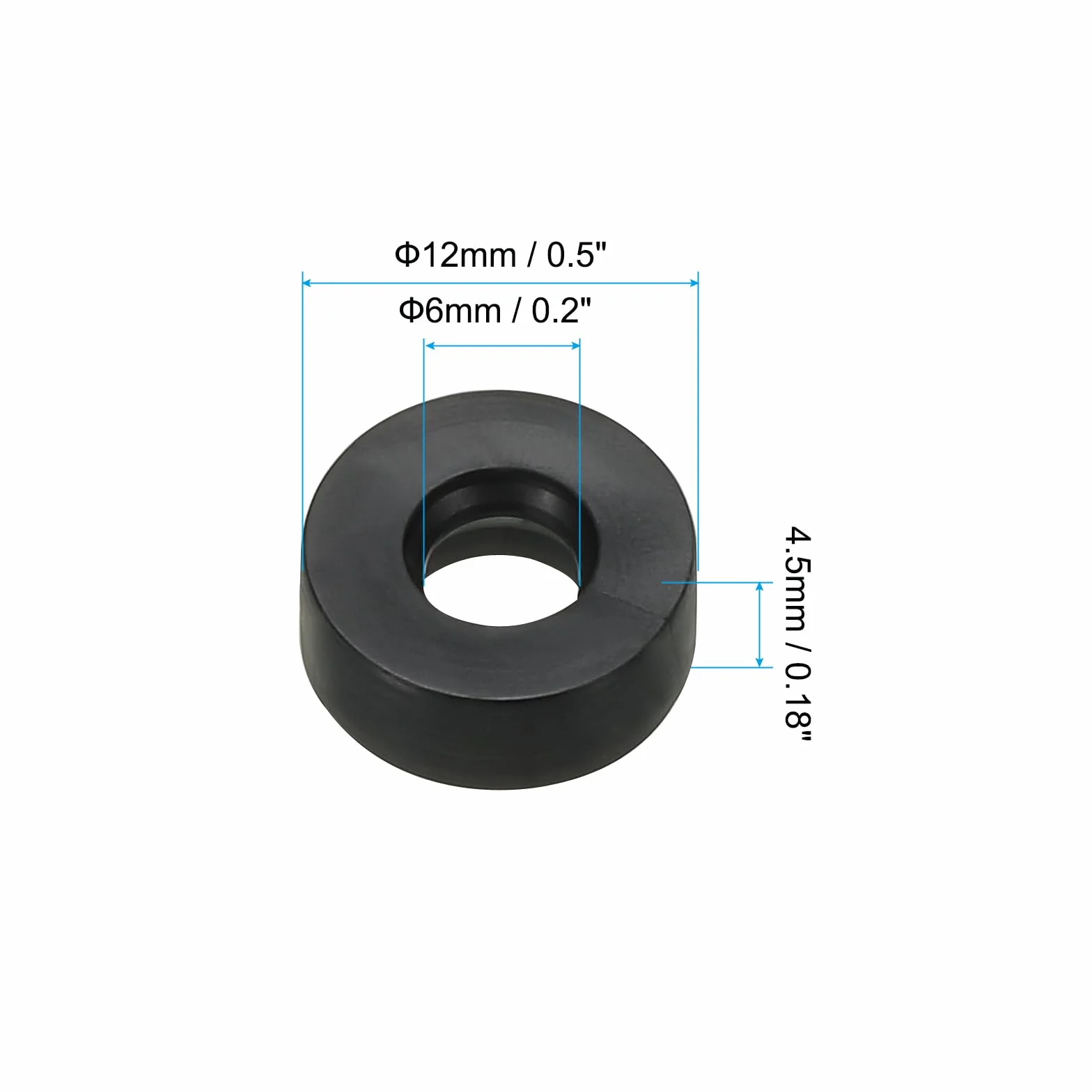 PATIKIL Gumowe podkładki M6, okrągłe, 12 sztuk 6 mm ID 12 mm OD 4,5 mm grubości, płaskie podkładki, zestaw gumowych uszczelek do rury kranowej, śruby mocujące, czarne