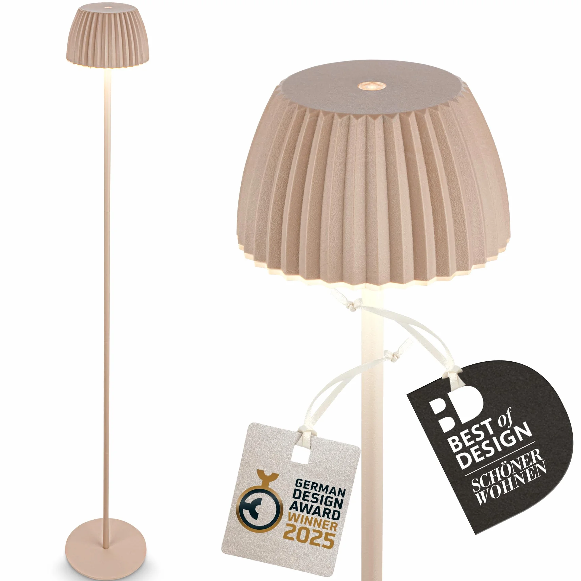 BRILONER - Riffle lampa stojąca LED, bezprzewodowa, IP44, dotykowa, możliwość ściemniania, funkcja pamięci, wymienna bateria, lampa stojąca na baterie, lampa do czytania, lampa do salonu, niemiecki