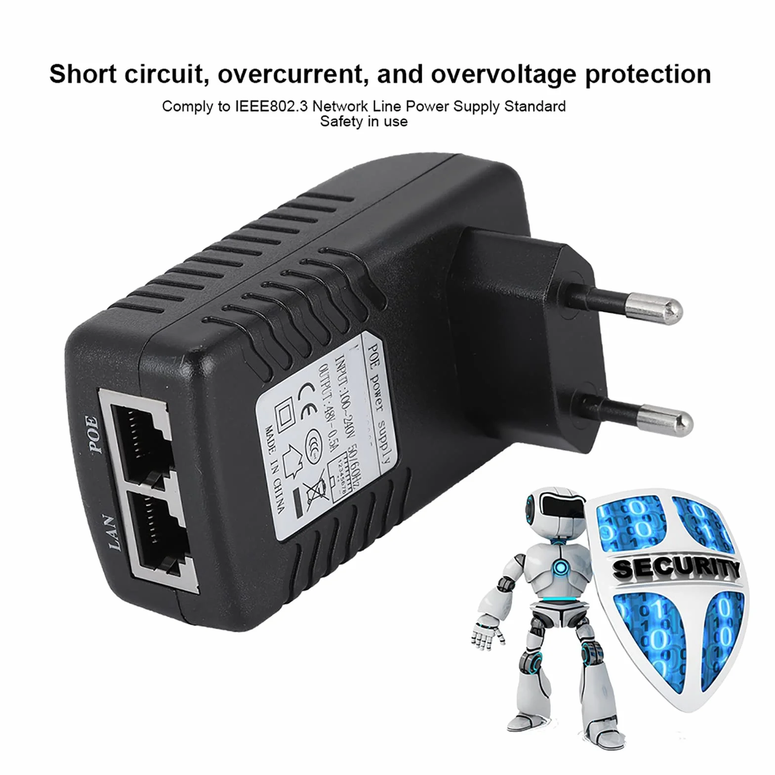 Sonew 48V 0,5A pasywny zasilacz POE Injector Ethernet adapter z wtyczką ścienną