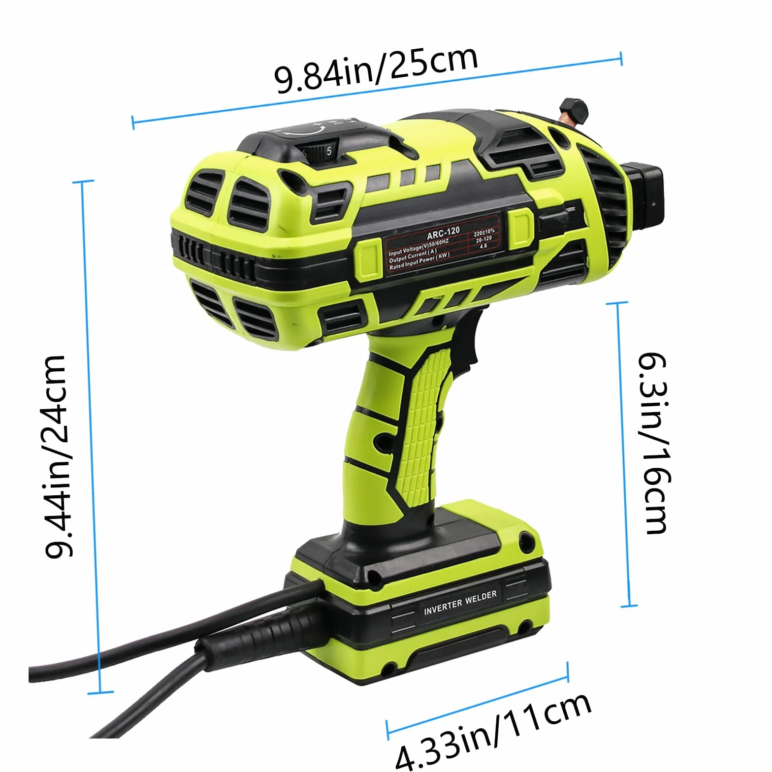 Spawarka, przenośny pistolet maszynowy do spawania łukowego, stojąca ręczna spawarka IGBT do spawarki 3/32"-1/8", spawarka 220 V, 6 zmiennych regulacji prądu (zielony)