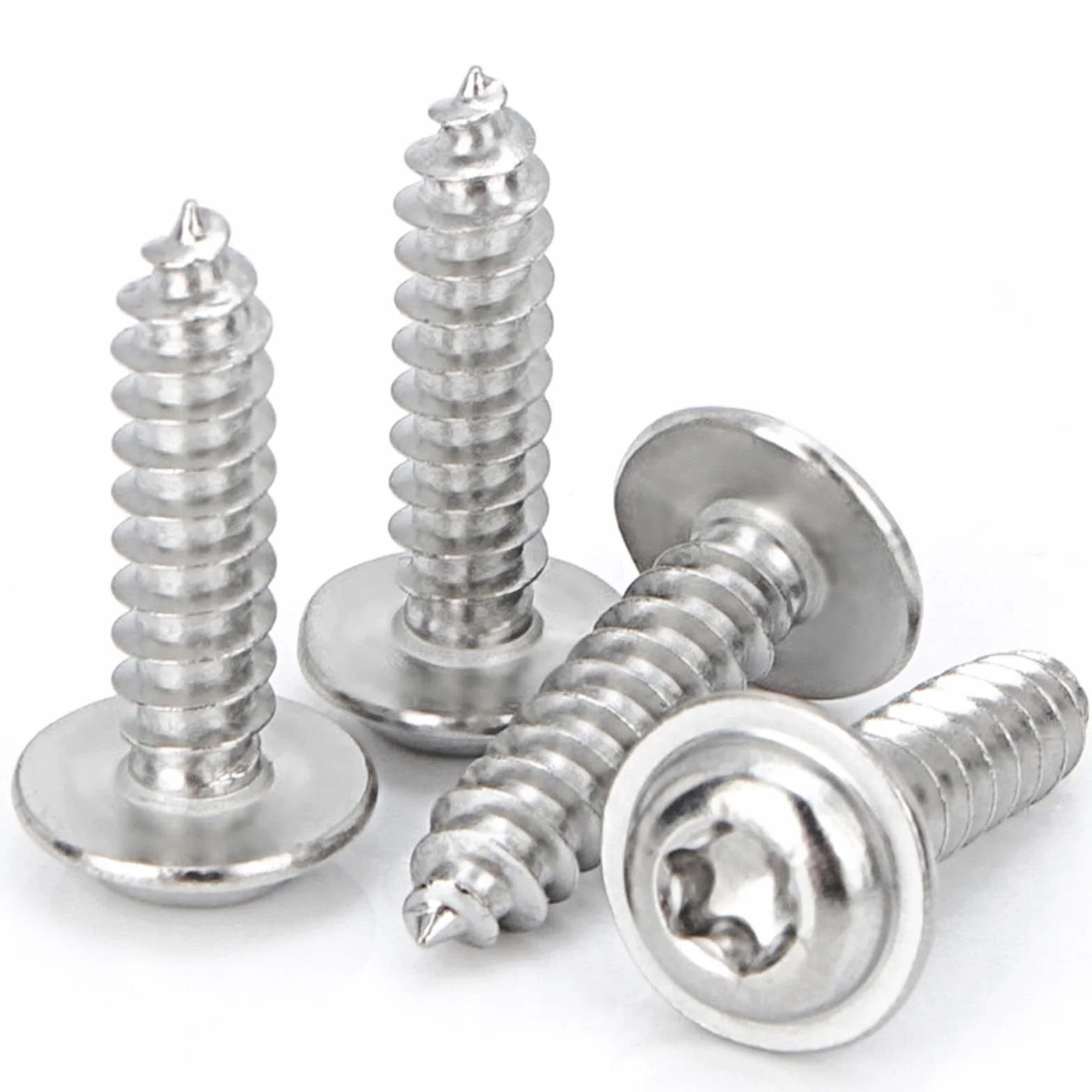 50 sztuk Śrub do Drewna M3x16mm Torx z Łbem Płaskim, Śruby do Blachy ze Stali Nierdzewnej z Łbem Płaskim i Podkładką, A2 V2A Nierdzewne, Samogwintujące