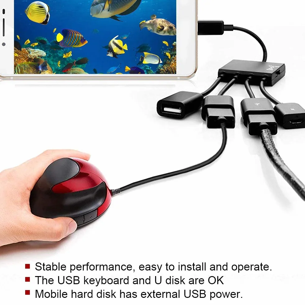 Hub micro USB, kabel hosta, czytnik kart, 650 Nm, 5 MW, czerwony, ładowania OTG, adapter konwertera
