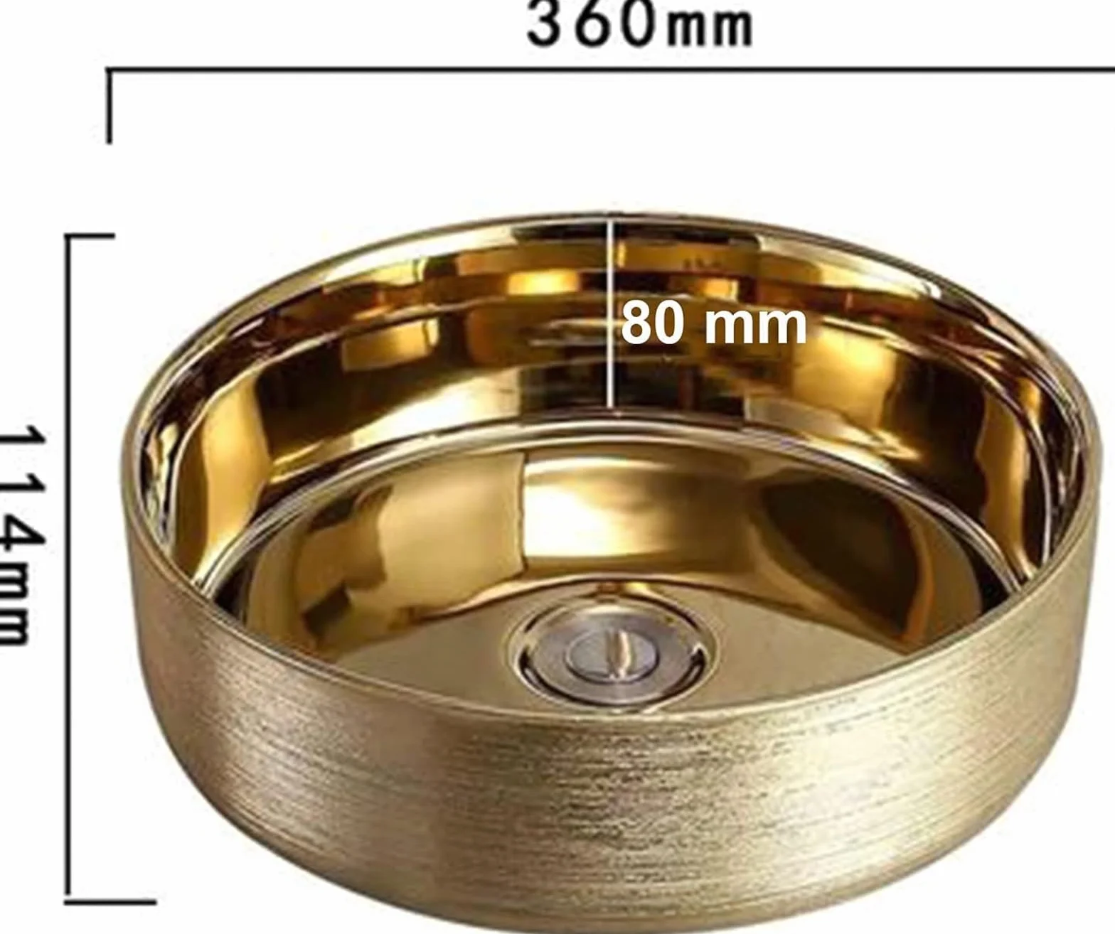 Umywalka Łazienkowa Nablatowa Ceramiczna Umywalka Łazienkowa Okrągła Umywalka Nablatowa Ceramiczna Umywalka Artystyczna Umywalka Nablatowa Łazienkowa Miska Łazienkowa Luk,Gold-360x114mm