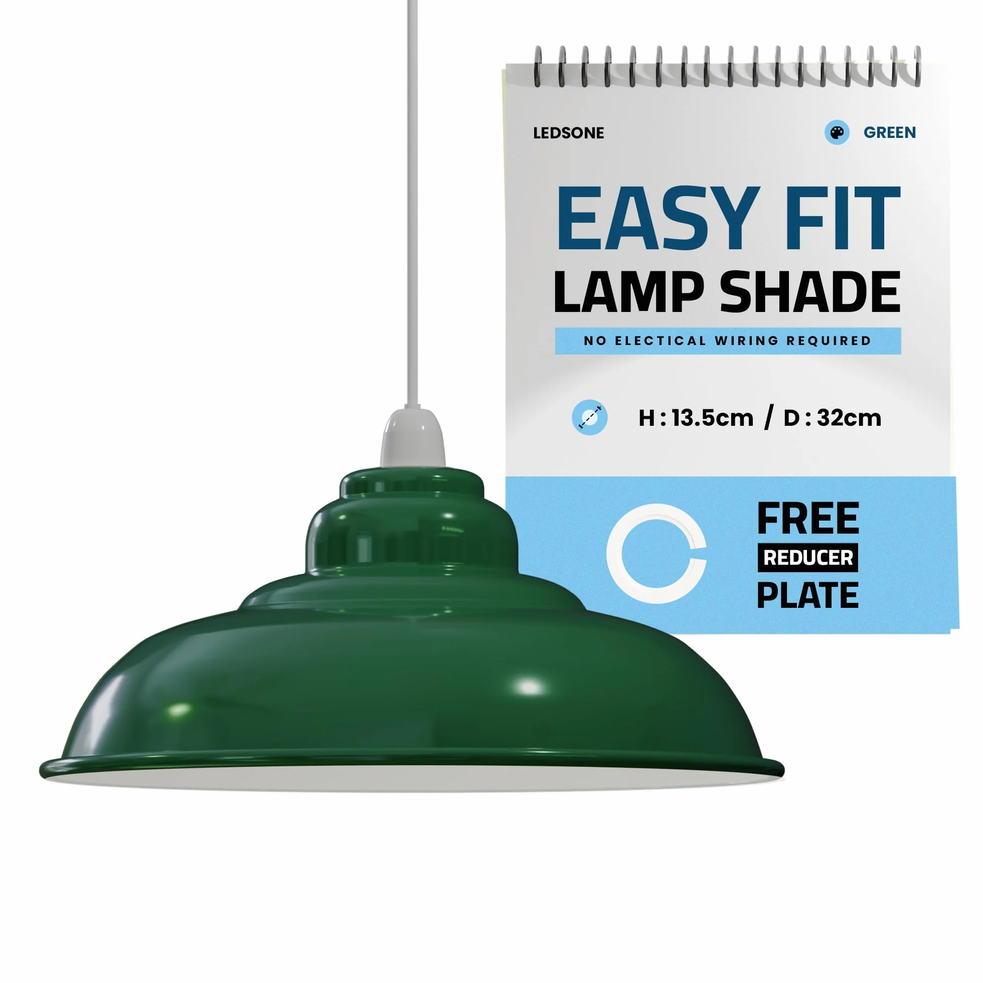 LEDSone Przemysłowa wisząca lampa sufitowa, klosz lampy w stylu retro, wisząca lampa sufitowa w stylu vintage, metalowy loft, rustykalny klosz wiszący (zielony, 1 opakowanie)