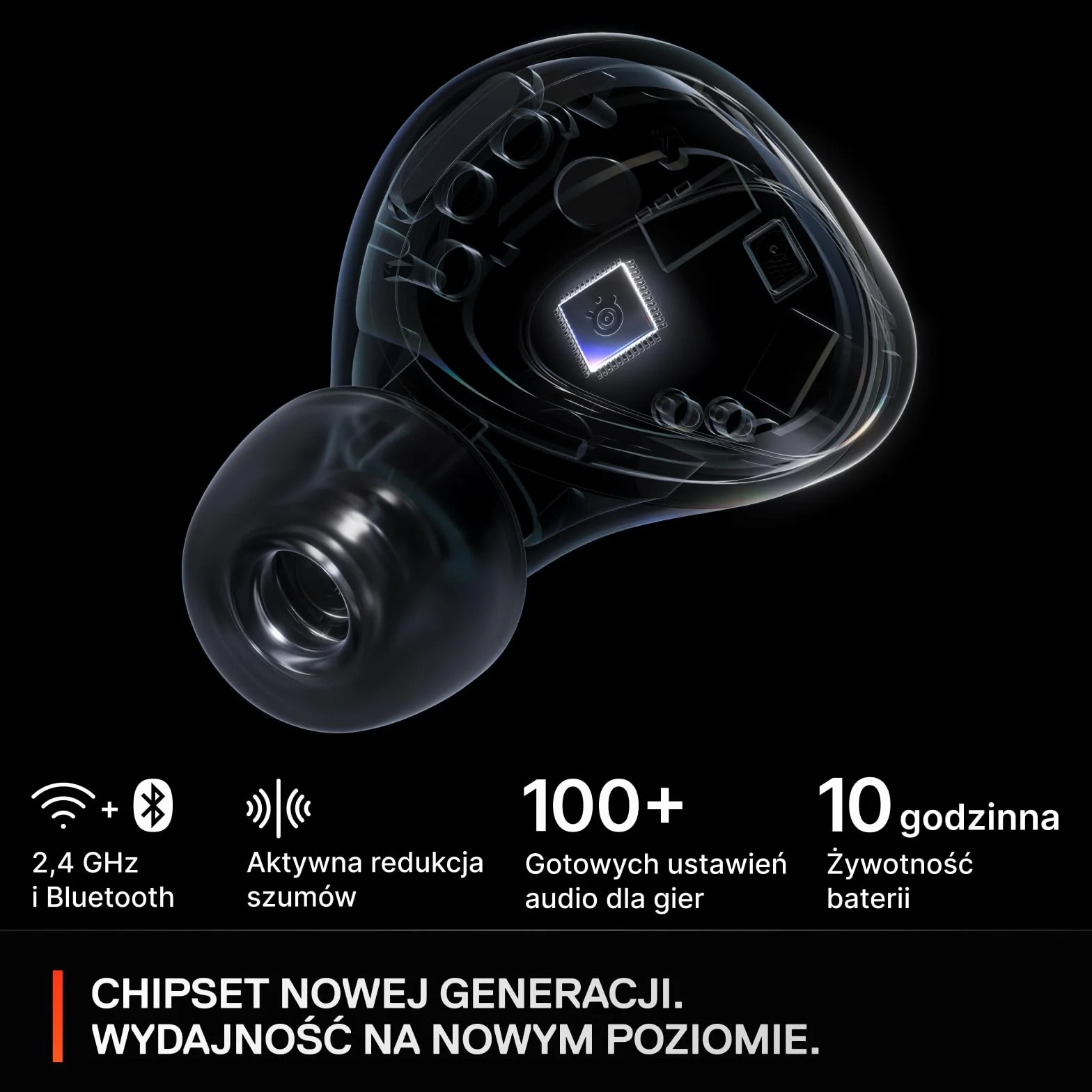 SteelSeries Arctis GameBuds Xbox Bezprzewodowe Słuchawki Douszne do Gier, 2,4 GHz + BT 5.3, ANC, Bateria 40 Godz., Ładowanie Bezprzewodowe, PS5, PC, Switch, Smartphone
