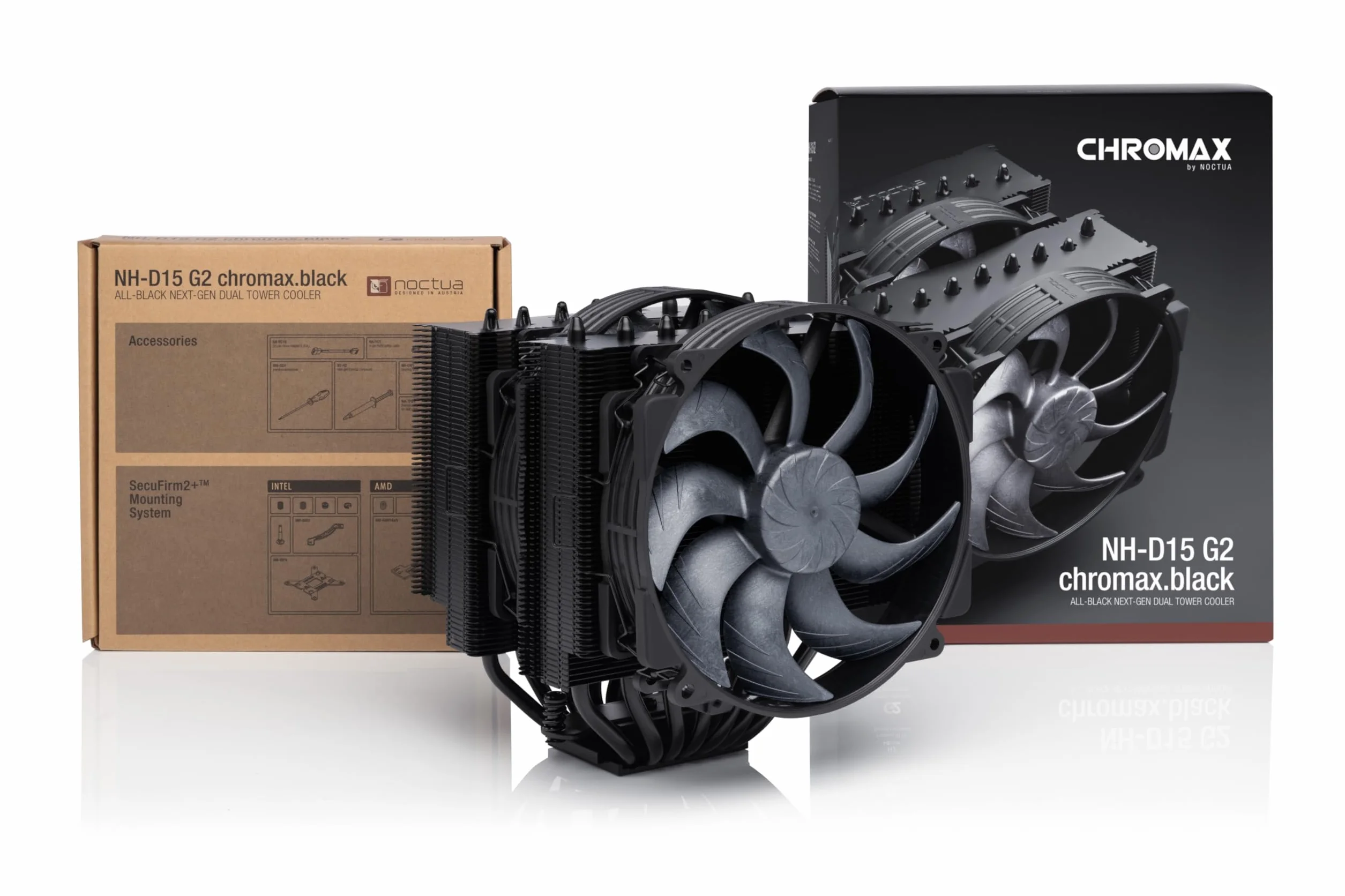 Noctua NH-D15 G2 chromax.black – Wysokiej Klasy Cooler CPU Typu Dual-Tower dla AMD AM5/AM4 i Intel LGA1851/LGA1700/LGA1200 (Czarny)