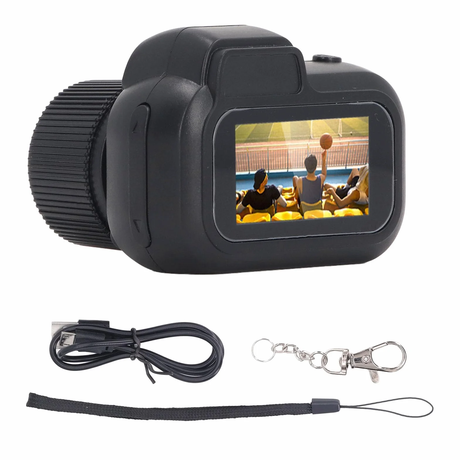 Aparat Cyfrowy 2 MP dla Początkujących, Mini Kamera Wideo 1080P, Mała Kieszonkowa Kamera z Kolorowym Ekranem, Pasek na Nadgarstek, Czas Pracy Baterii 100 Minut dla Nastolatków,