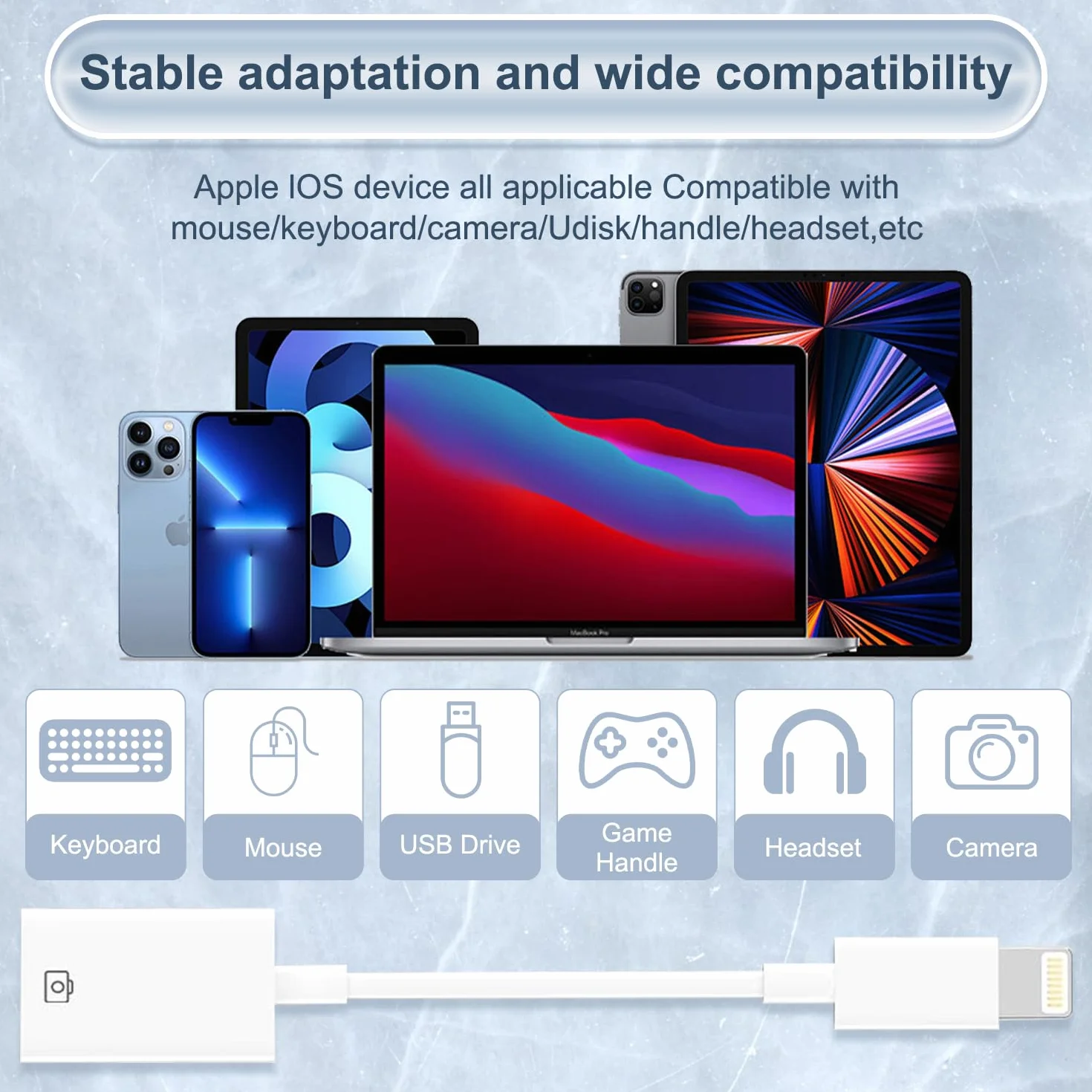 Adapter USB na Lightning MFi, Lightning męski na USB żeński 3.0 OTG do iPhone 14 13 12 11 iPada